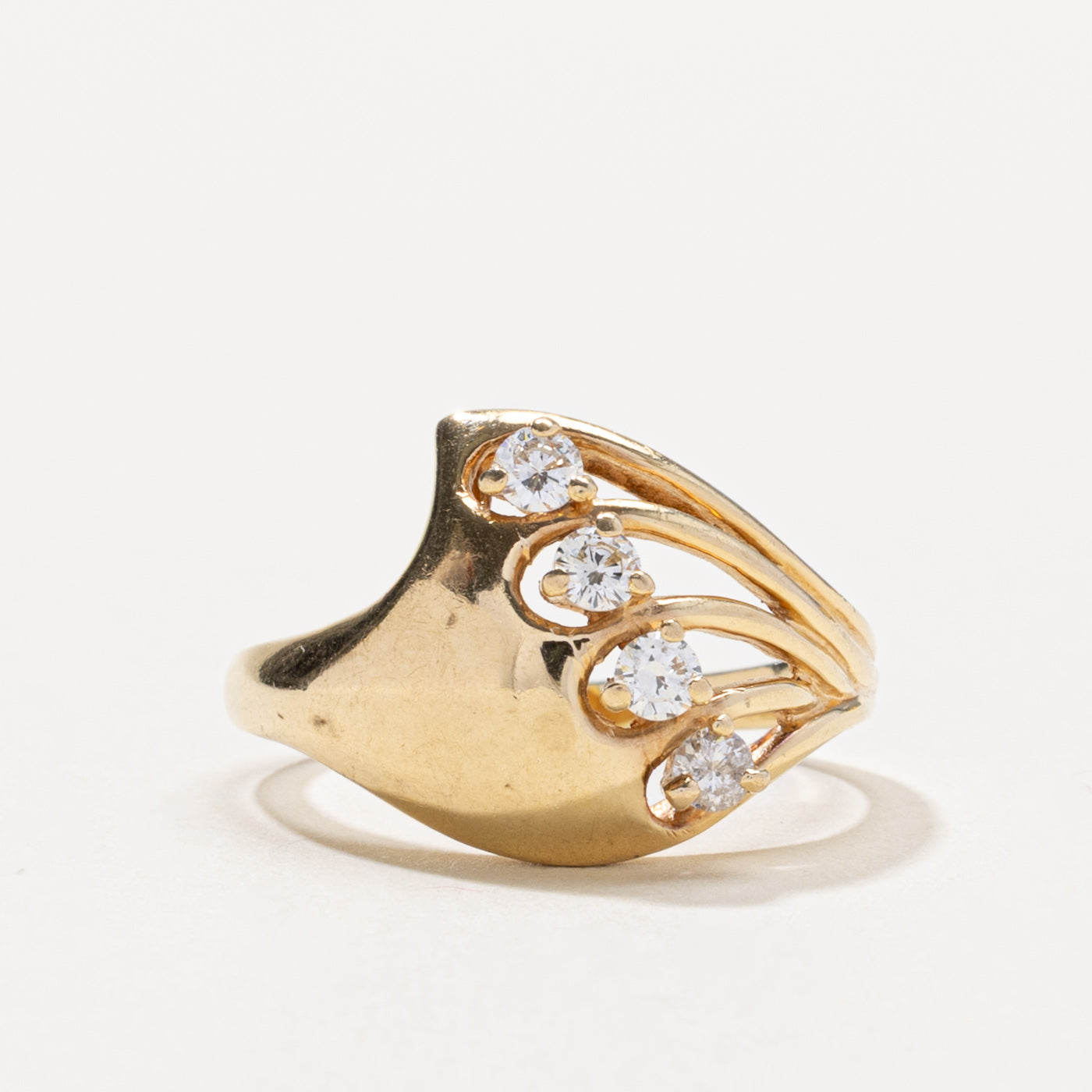 14k Diamond Abstract Comet Dome Ring | 0.40ctw | SZ 7.75