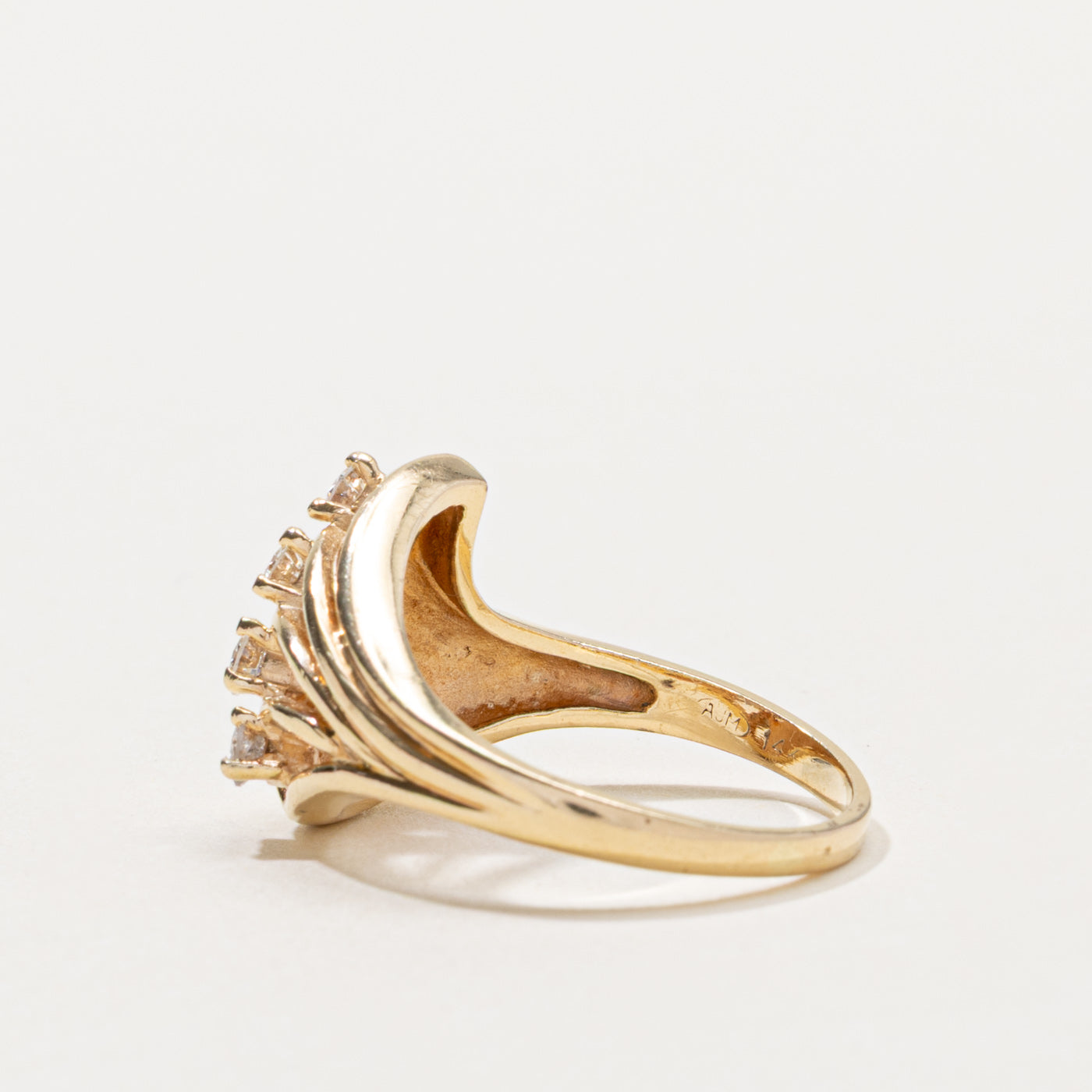 14k Diamond Abstract Comet Dome Ring | 0.40ctw | SZ 7.75