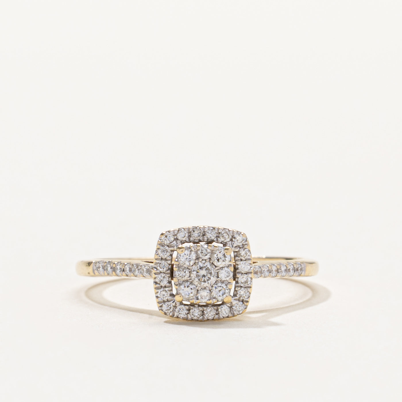 10k Diamond Soft Square Halo Ring | 0.34ctw | SZ 9