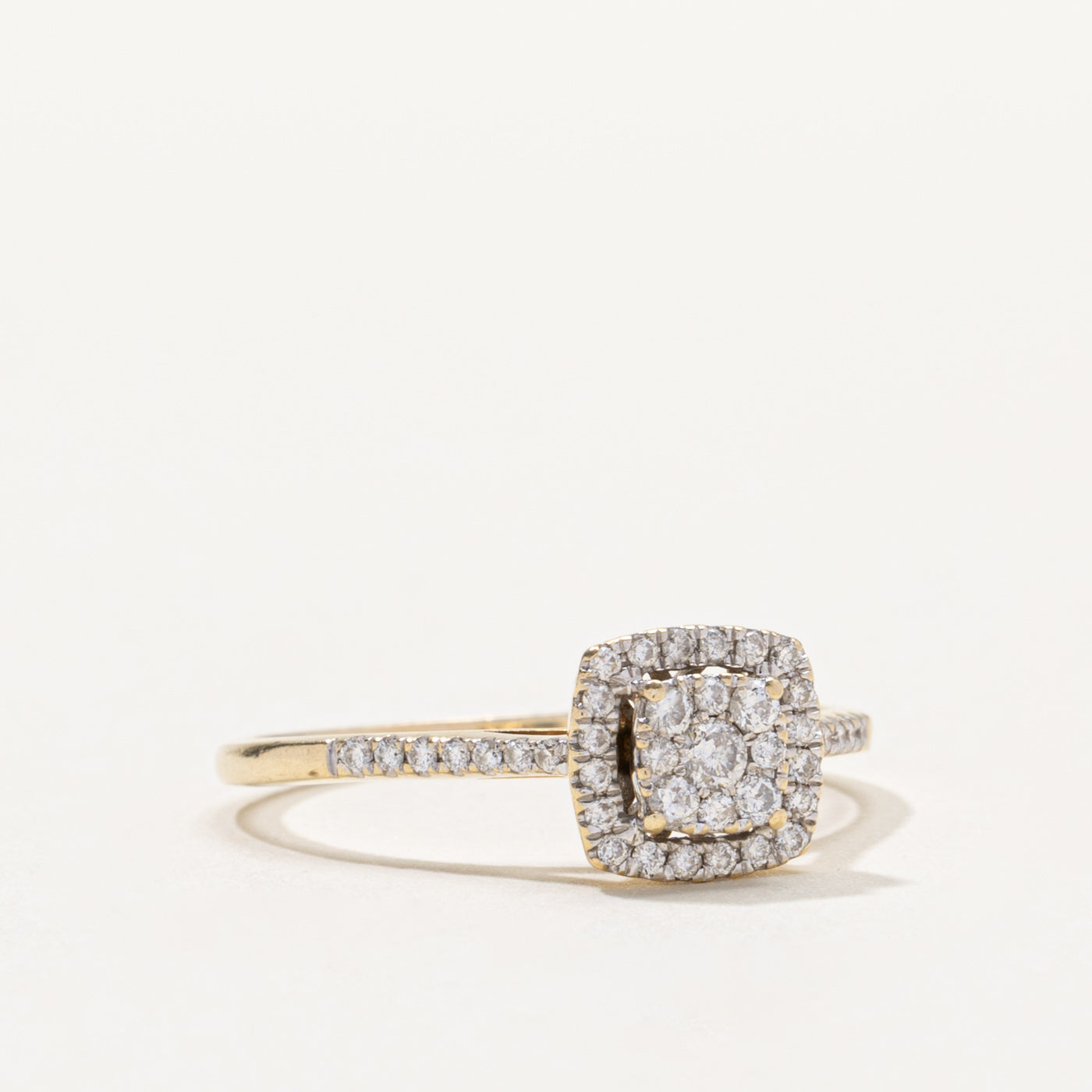10k Diamond Soft Square Halo Ring | 0.34ctw | SZ 9