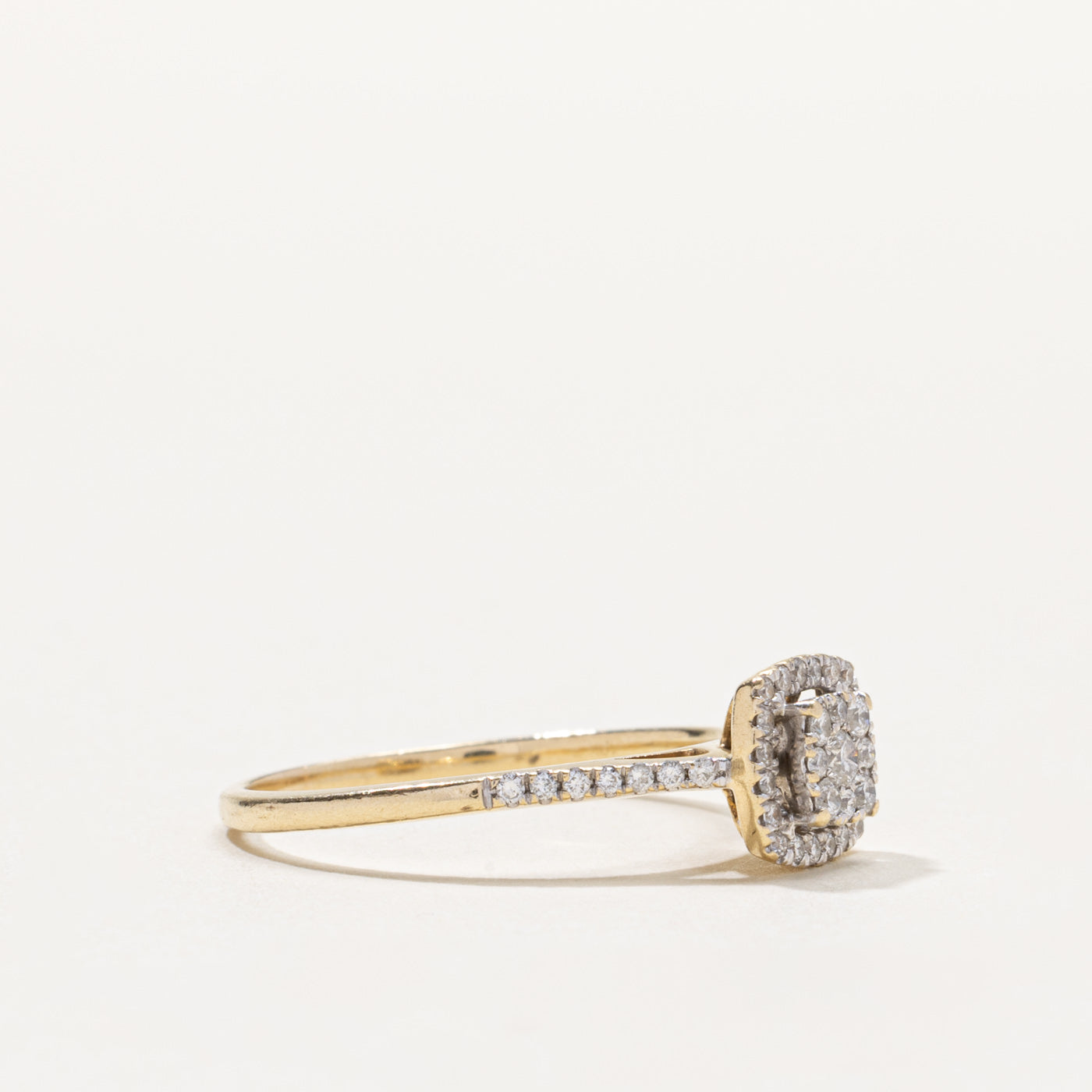 10k Diamond Soft Square Halo Ring | 0.34ctw | SZ 9