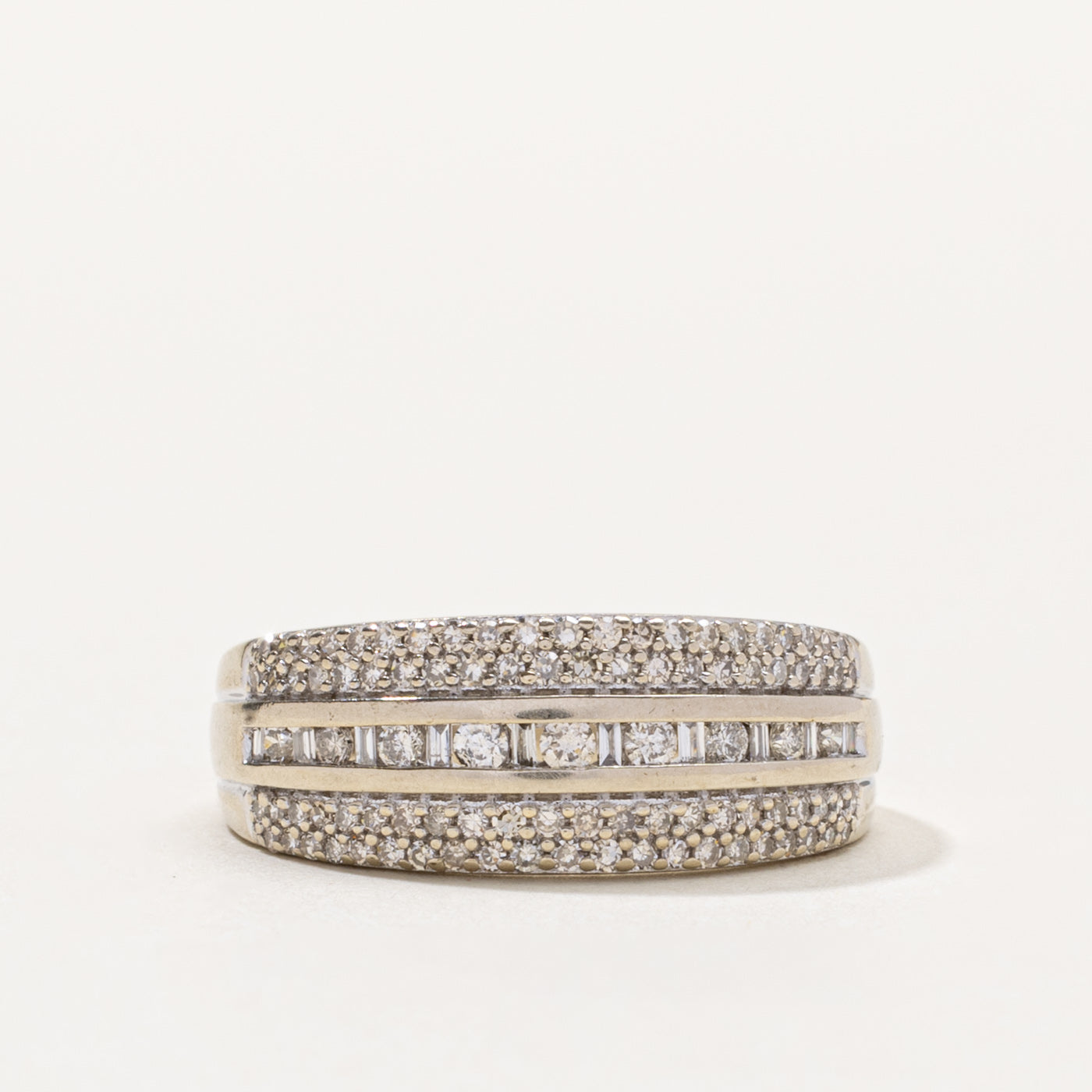 10k Channel Set Diamond Multi Row Ring | 0.50ctw | SZ 7.5