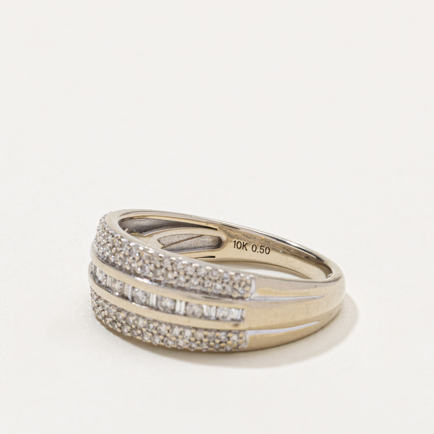 10k Channel Set Diamond Multi Row Ring | 0.50ctw | SZ 7.5