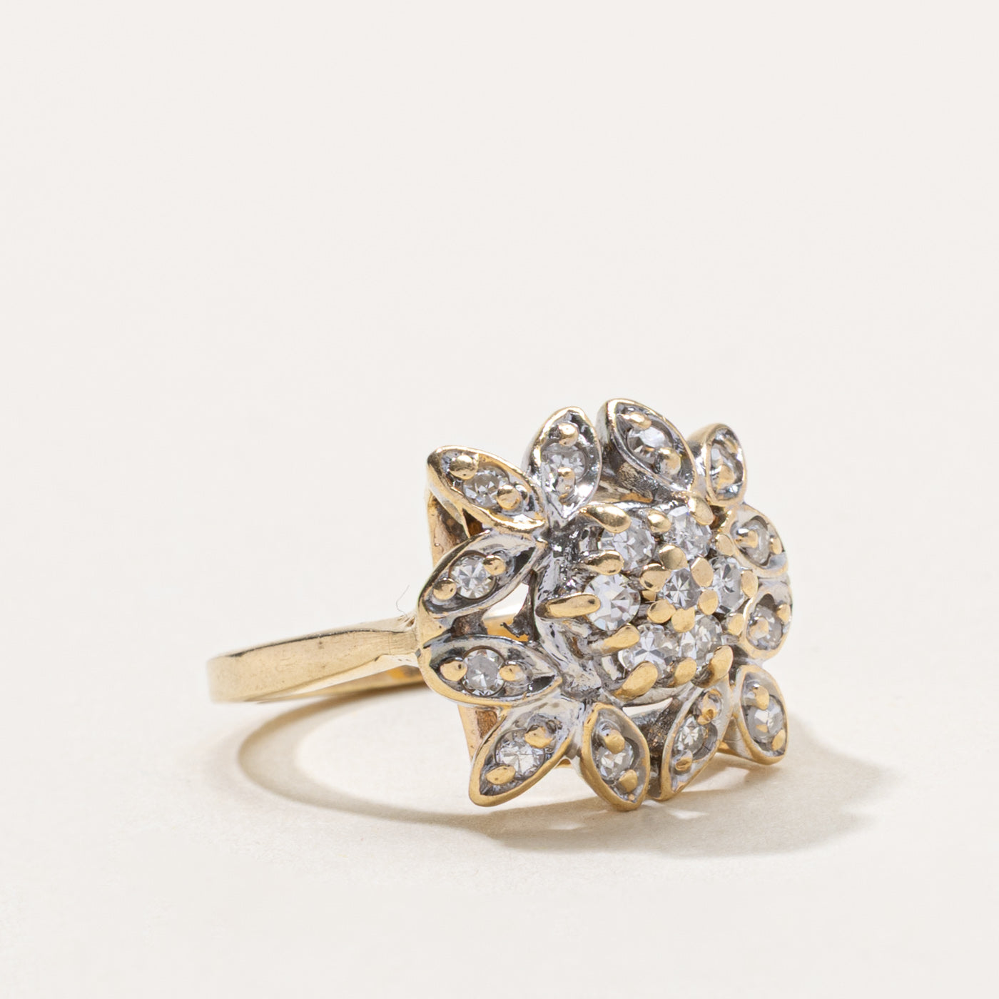 14k Diamond Leafy Cluster Ring | 0.42ctw | SZ 5