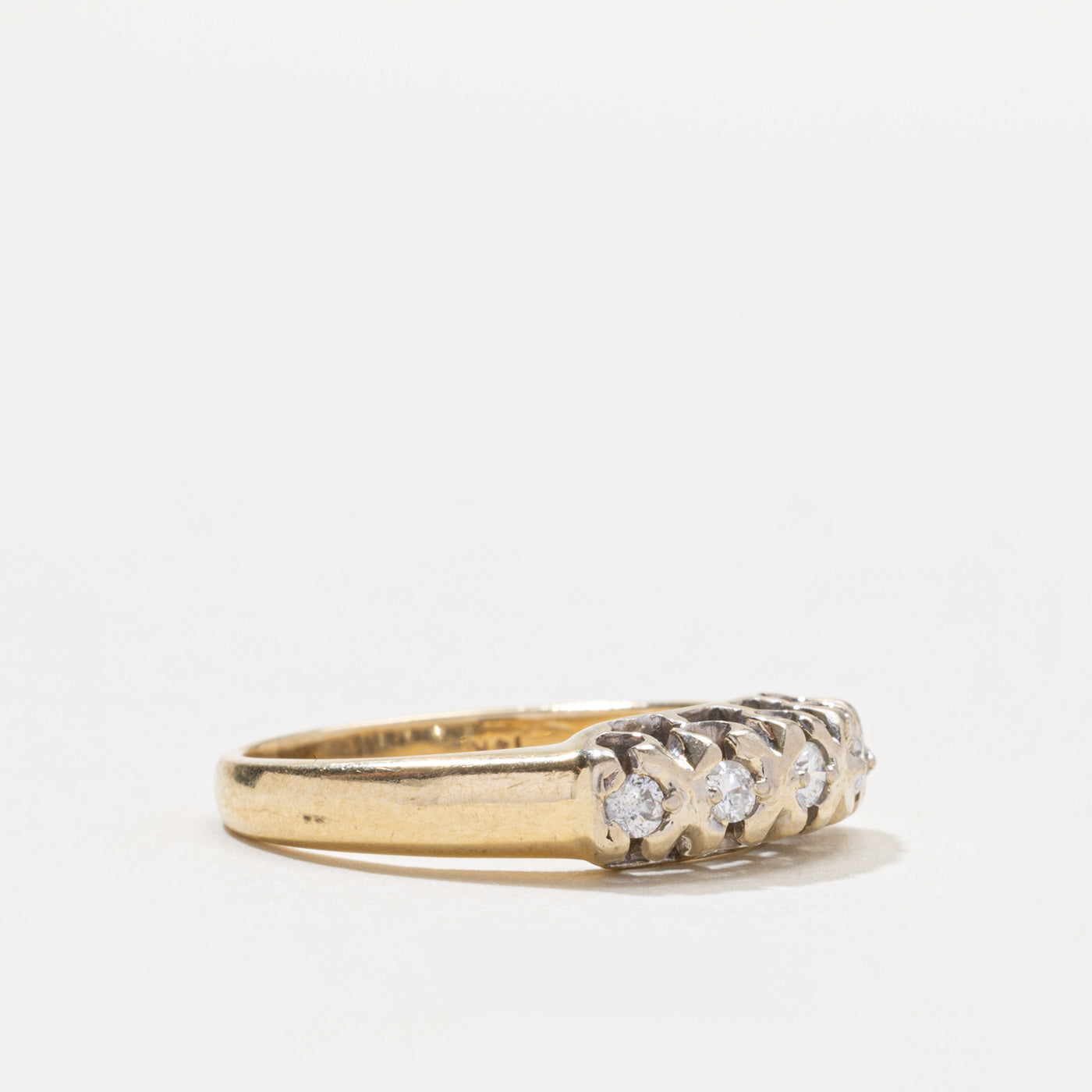 14k Five Stone Diamond Bezel Set Ring | 0.25ctw | SZ 7.5
