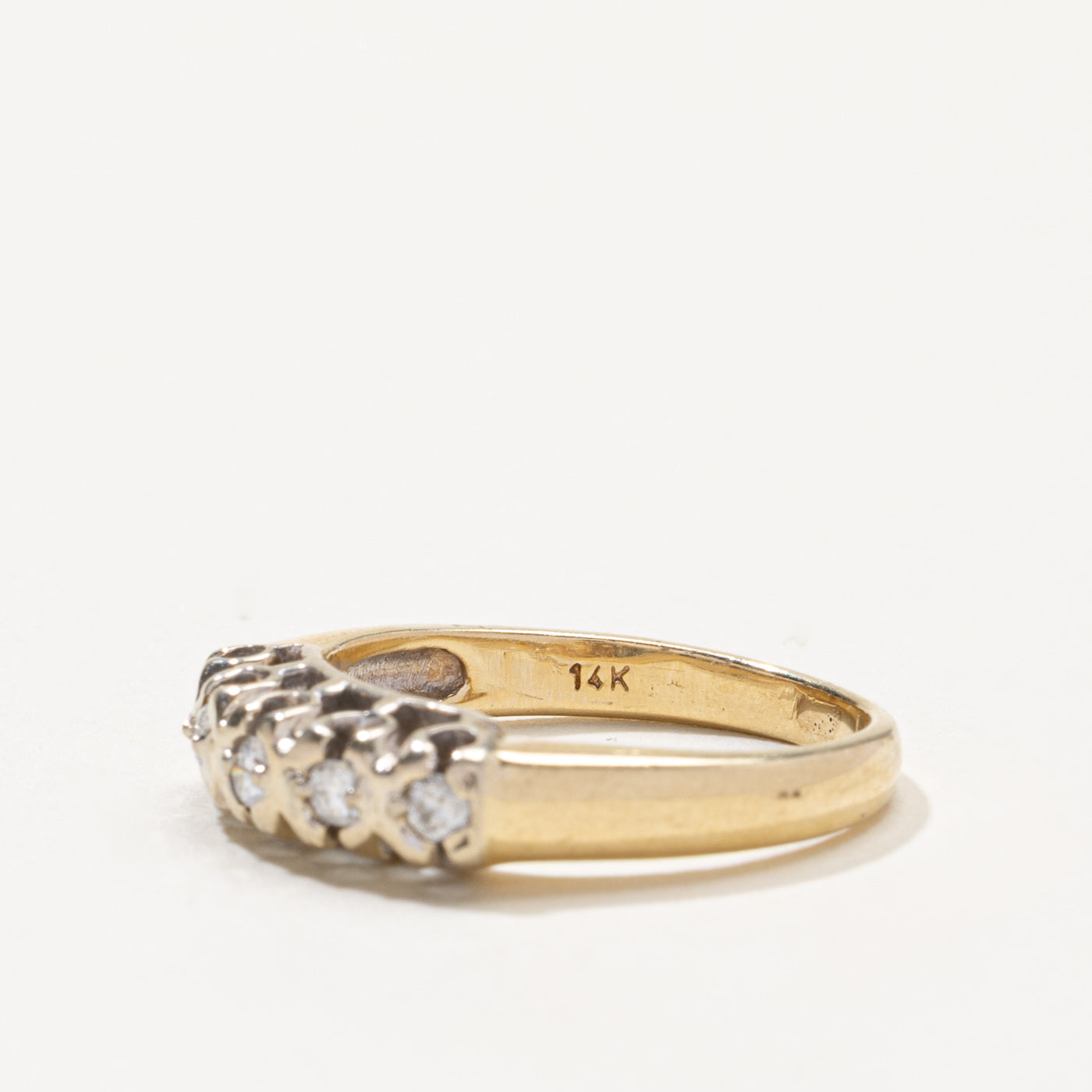 14k Five Stone Diamond Bezel Set Ring | 0.25ctw | SZ 7.5