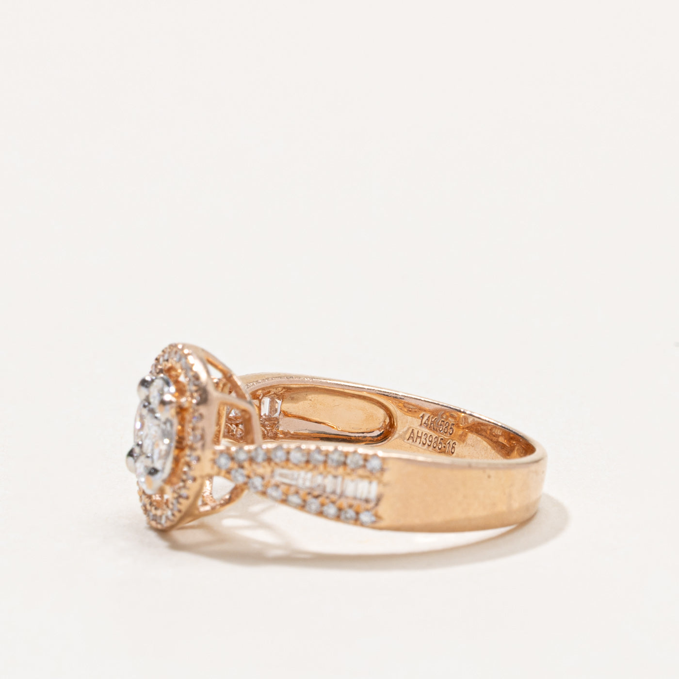 14k Diamond Halo Reverse Tapered Ring | 0.50ctw | SZ 6.75