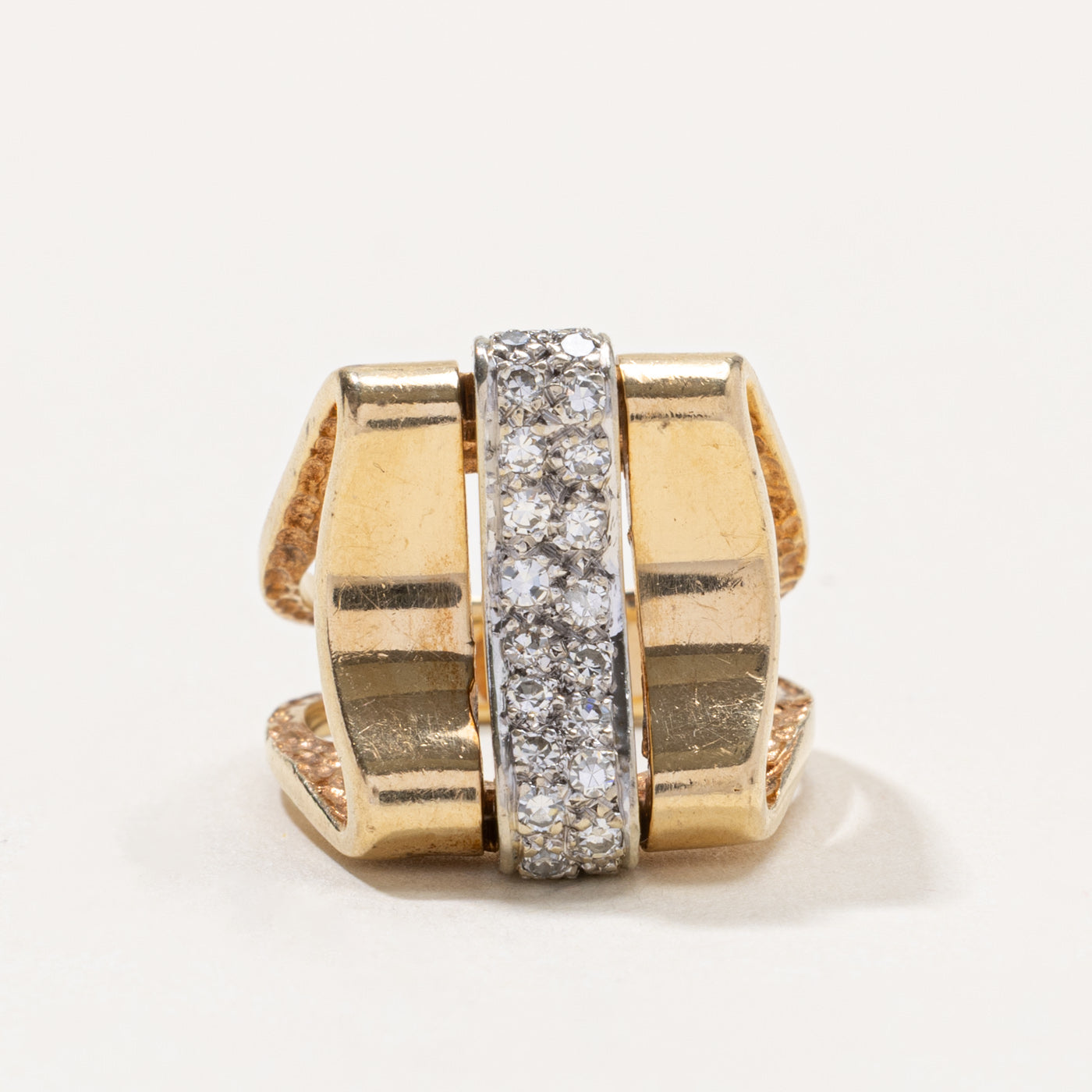 14k Pave Diamond Abstract Cocktail Ring | 0.30ctw | SZ 3.75