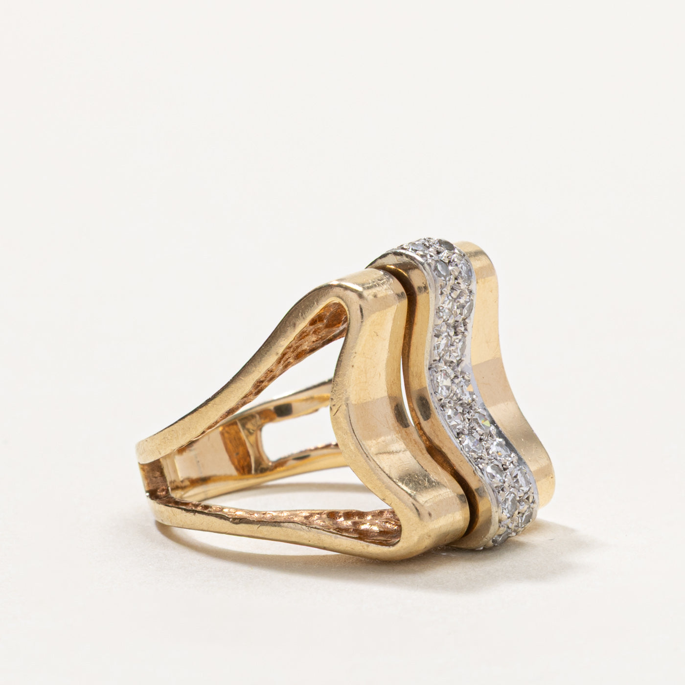 14k Pave Diamond Abstract Cocktail Ring | 0.30ctw | SZ 3.75