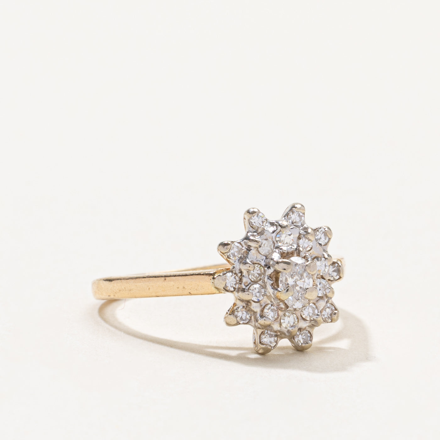 14k Diamond Petal Cluster Ring | 0.25ctw | SZ 4.75