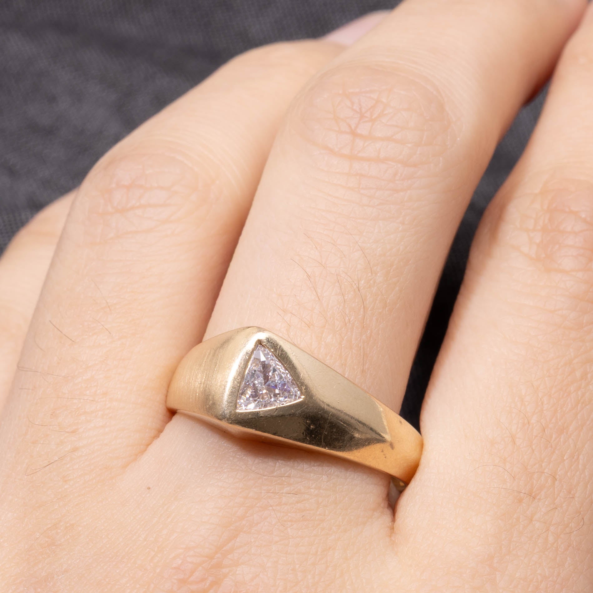 14k Trillion Cut Diamond Dome Ring | 0.50ct VS2 G/H | SZ 11