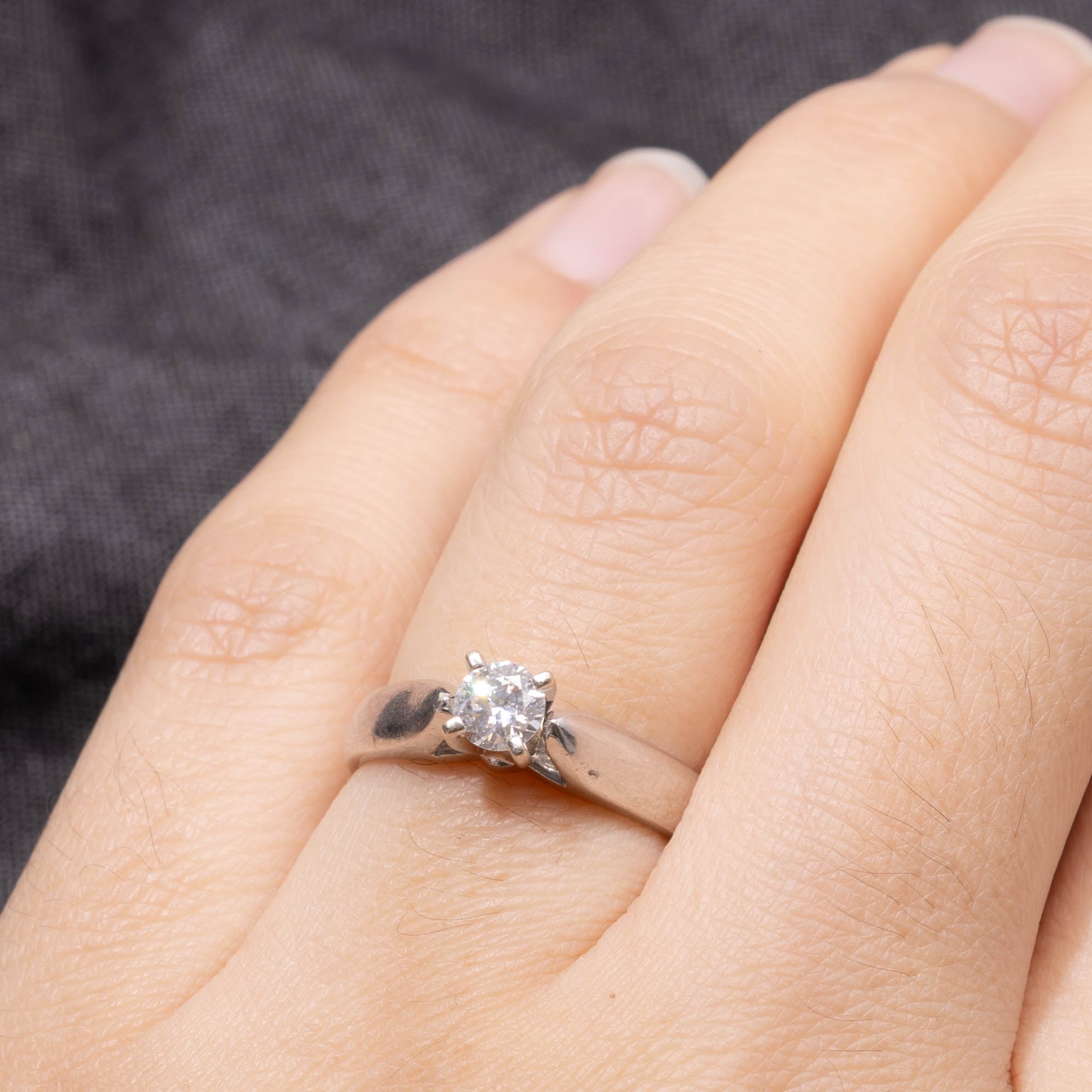 14k Solitaire Diamond Reverse Tapered Ring | 0.30ct SI2 H/I | SZ 5.25