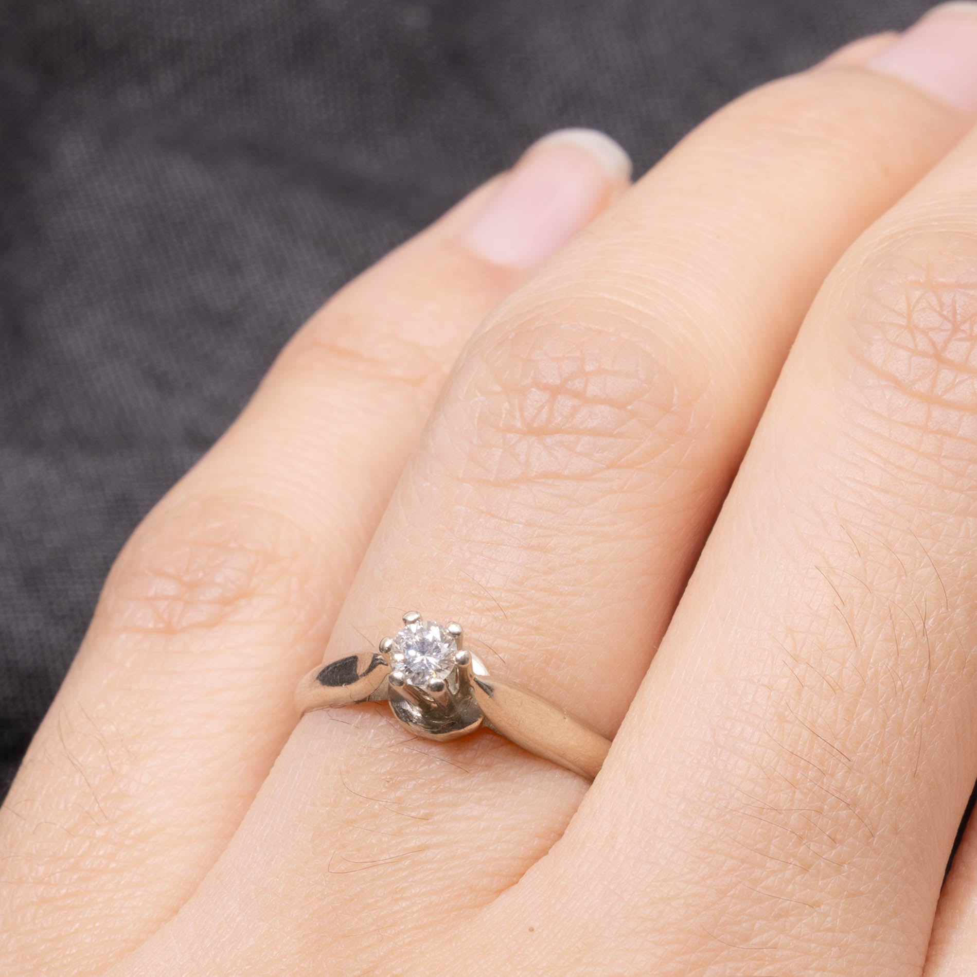 18k Solitaire Diamond Reverse Tapered Ring | 0.15ct | SZ 6