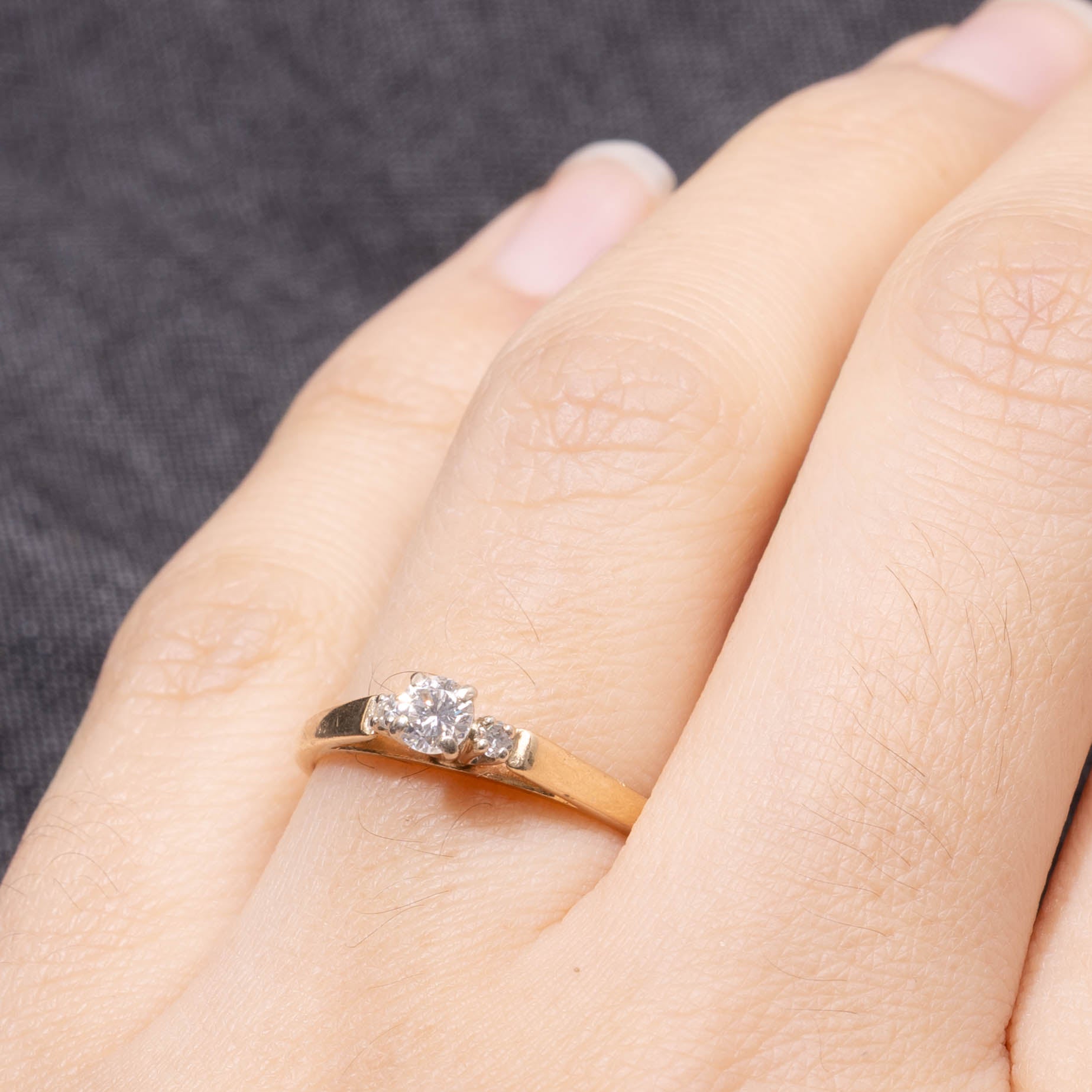 14k Diamond Accented Plain Ring | 0.21ctw | SZ 6.25