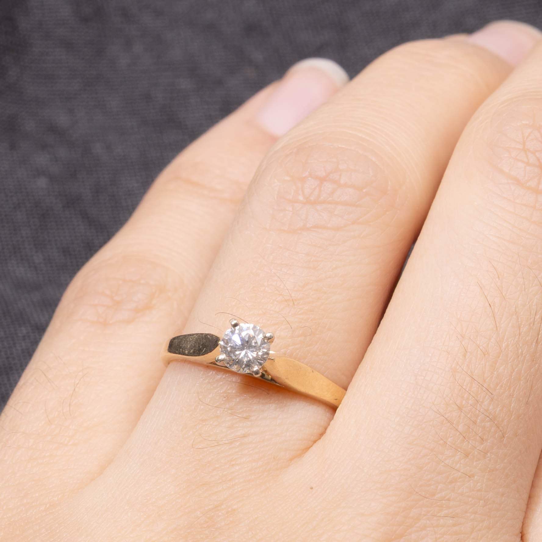 14k Solitaire Diamond Reverse Tapered Ring | 0.33ct I1 I | SZ 6.5
