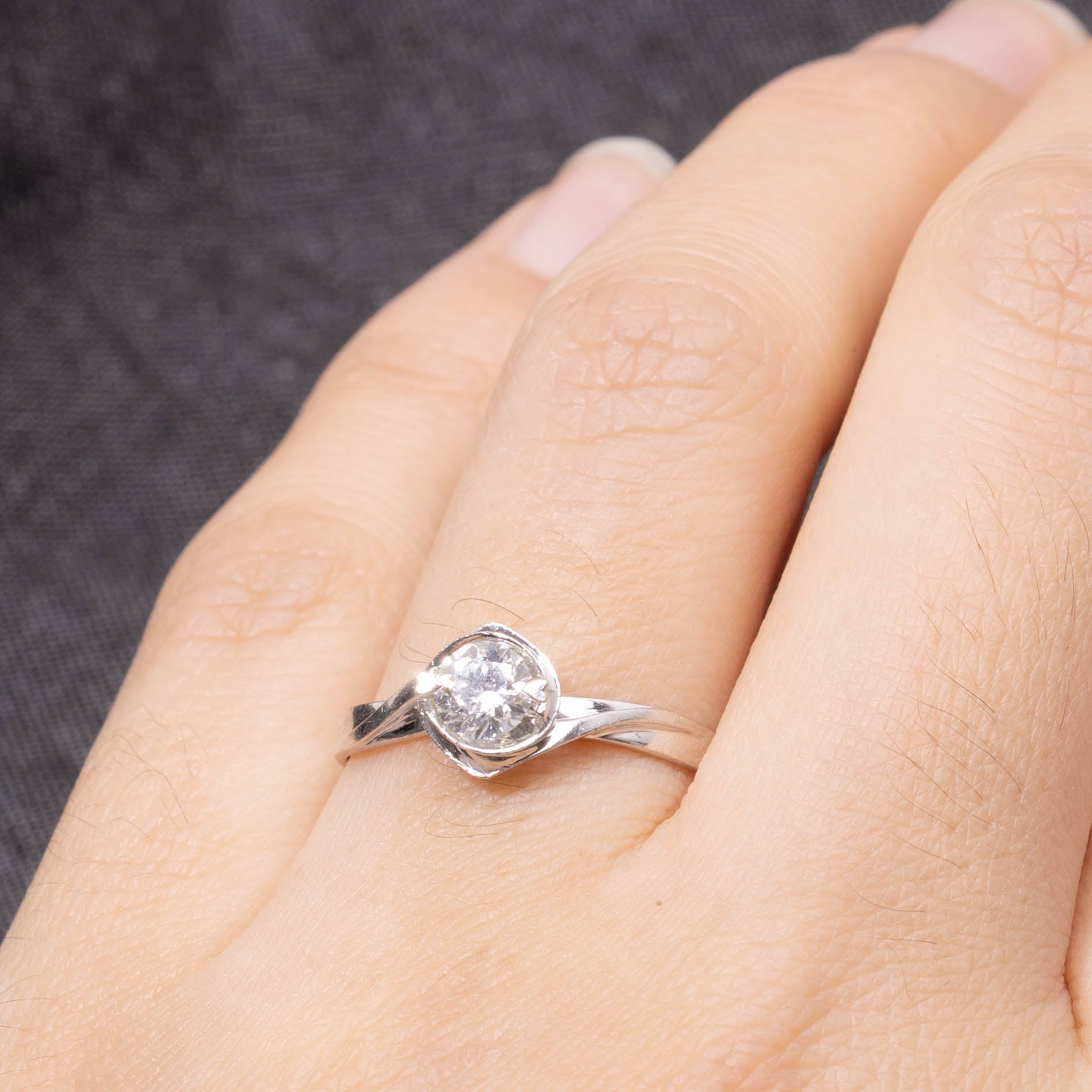 Platinum Bezel Set Diamond Ring | 0.40ct SI1 F | SZ 7.5