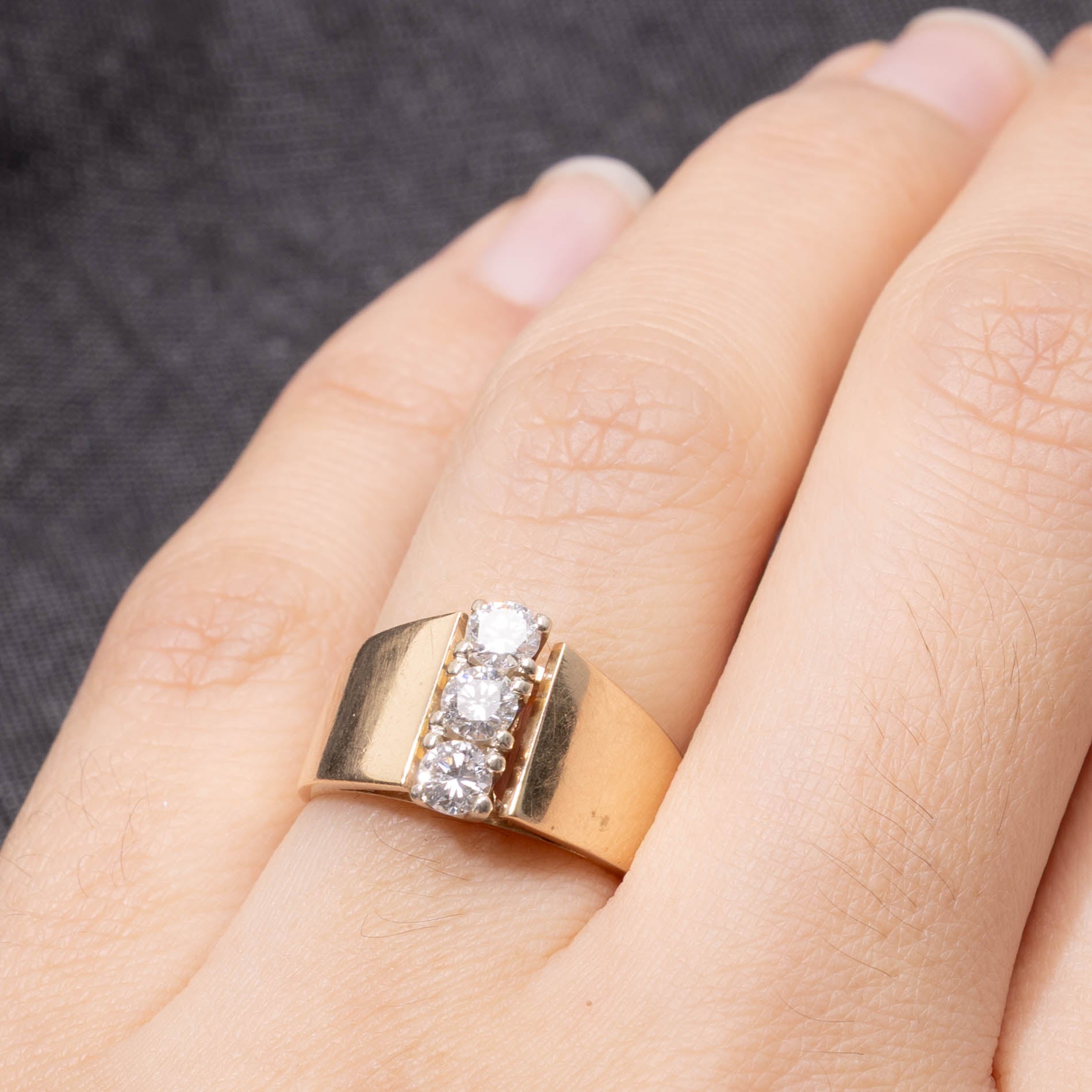 14k Three Stone Diamond Column Ring | 0.50ctw | SZ 5.75