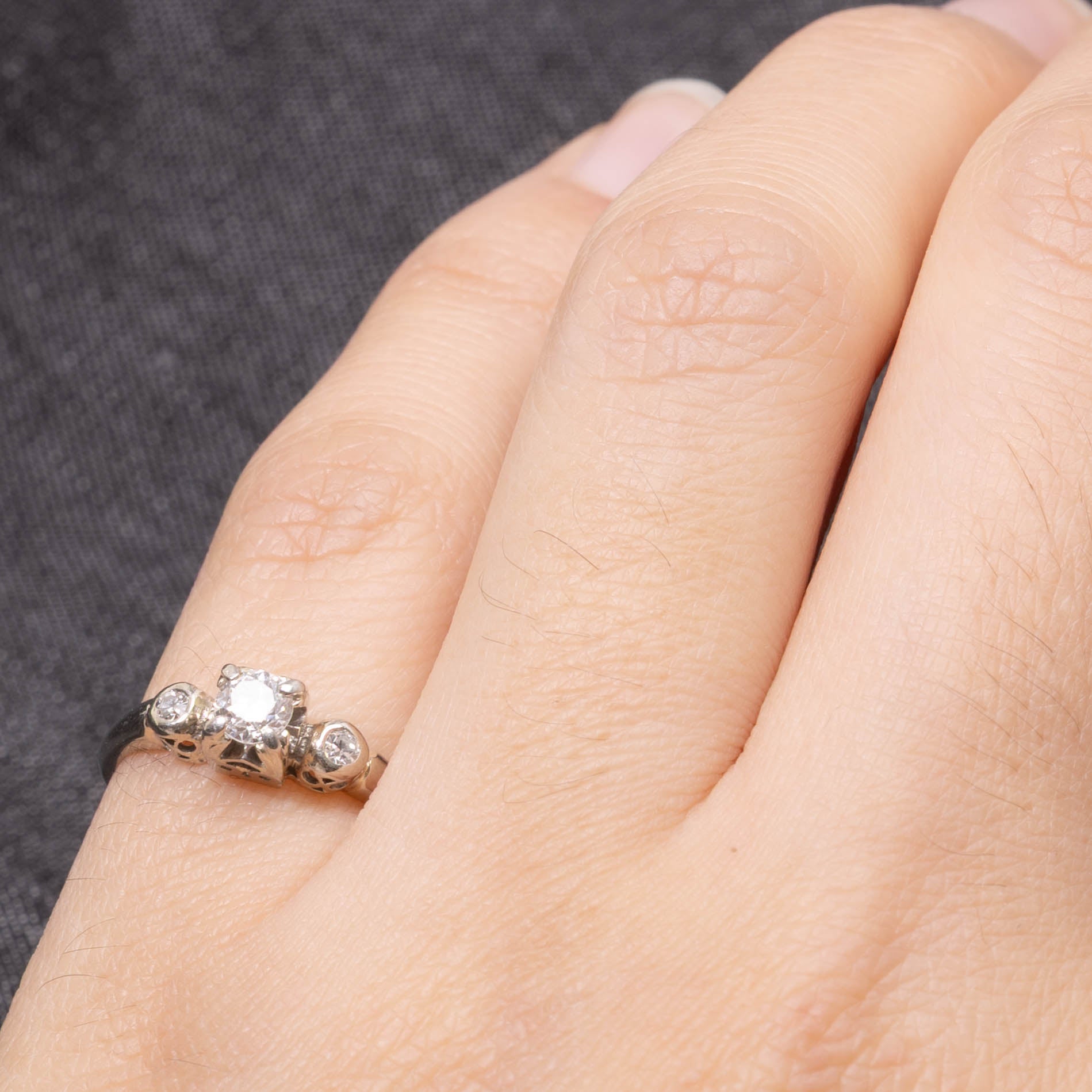 18k Transitional Cut Diamond Three Stone Ring | 0.25ctw | SZ 4