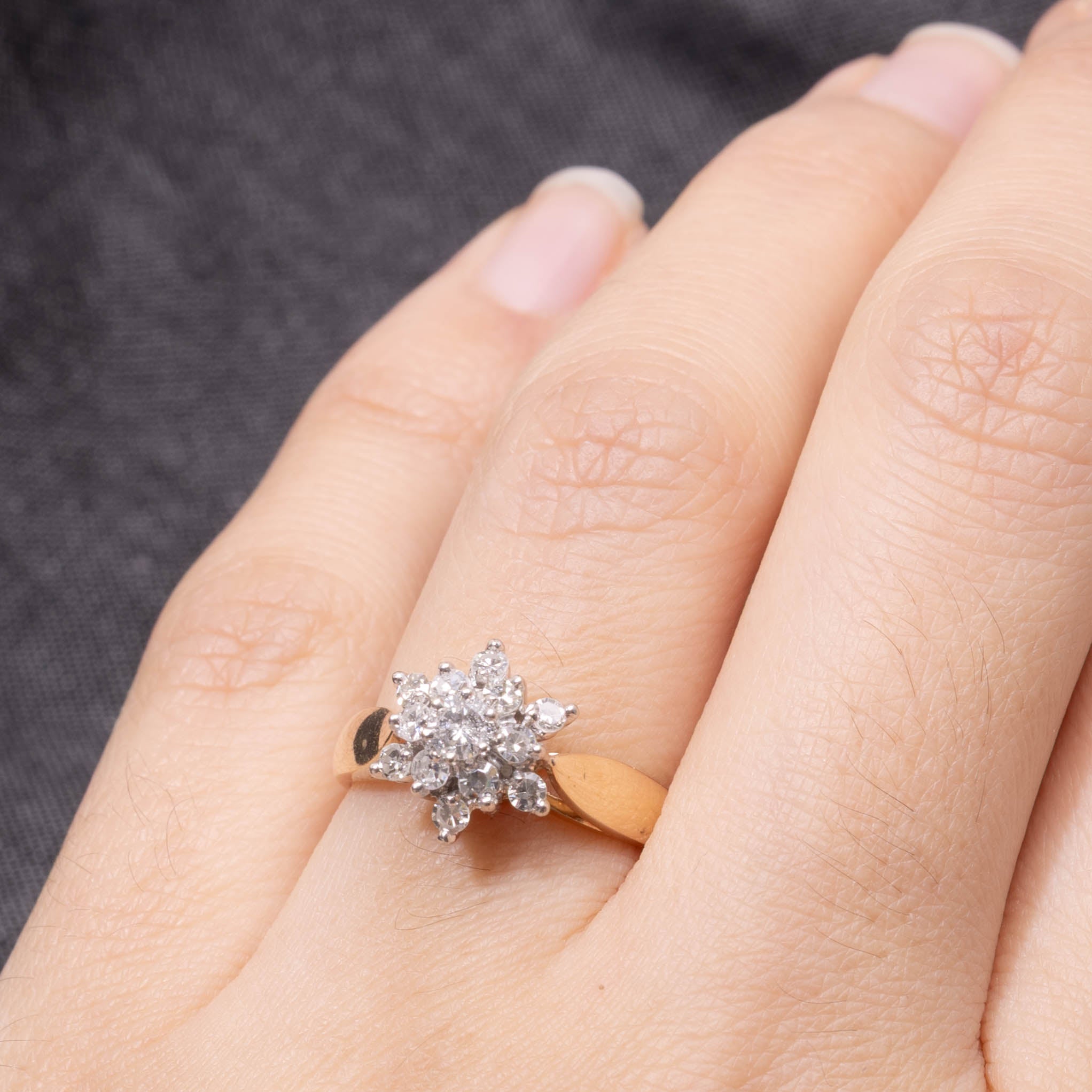 14k Diamond Petal Cluster Reverse Tapered Ring | 0.45ctw | SZ 5.75