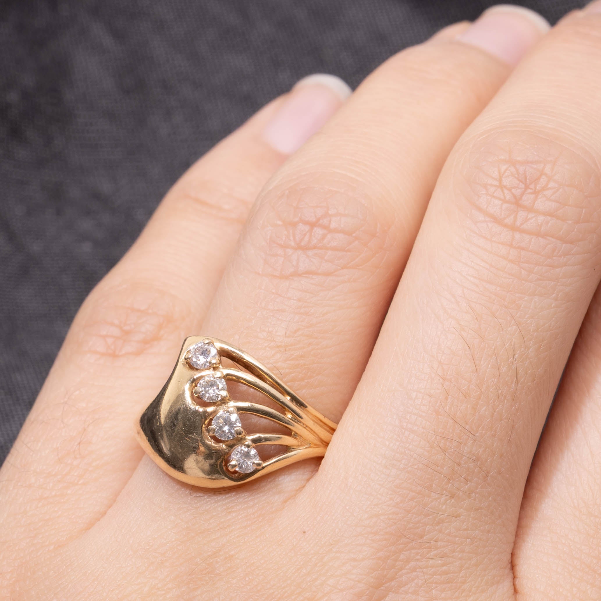 14k Diamond Abstract Comet Dome Ring | 0.40ctw | SZ 7.75
