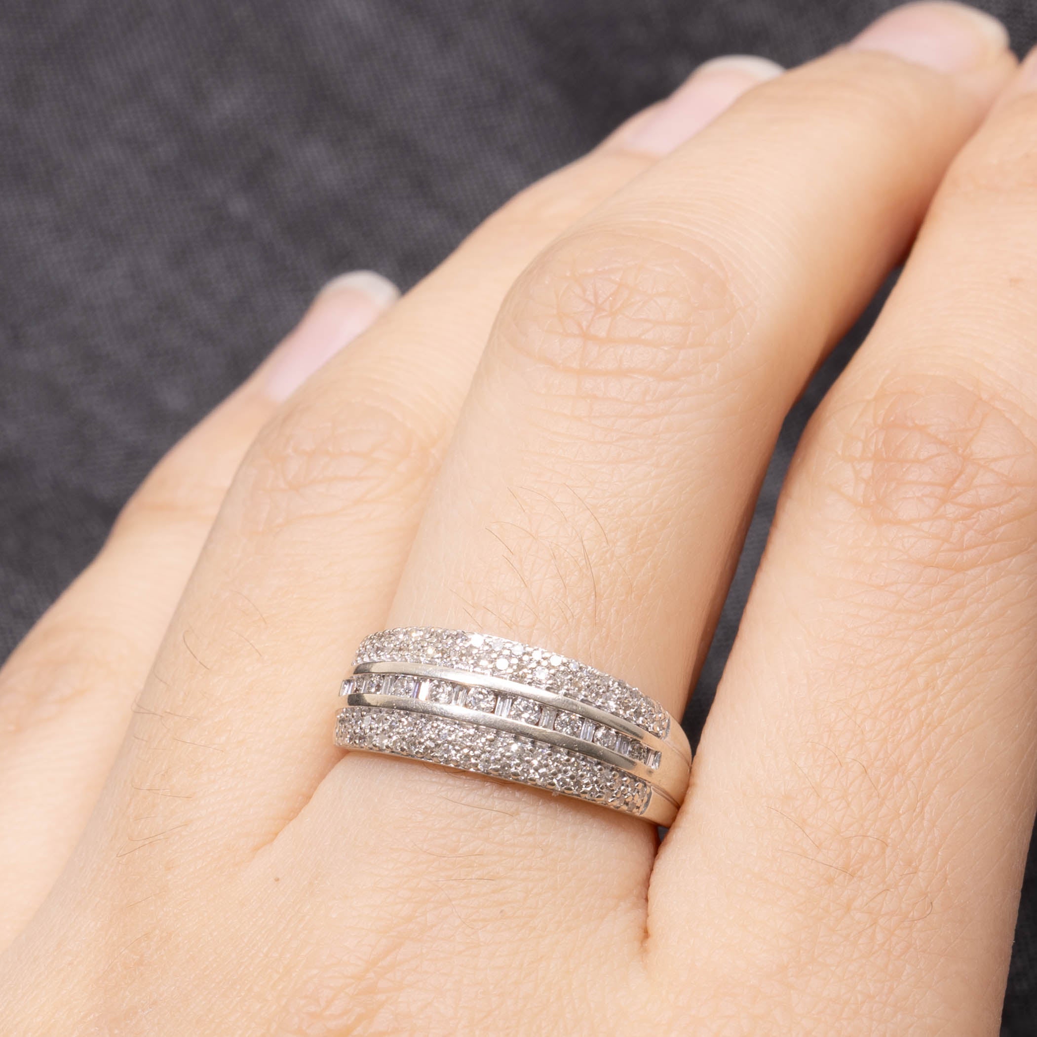 10k Channel Set Diamond Multi Row Ring | 0.50ctw | SZ 7.5