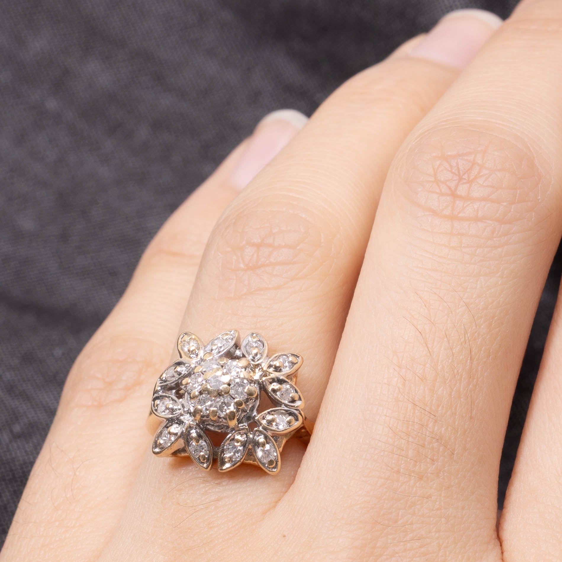 14k Diamond Leafy Cluster Ring | 0.42ctw | SZ 5