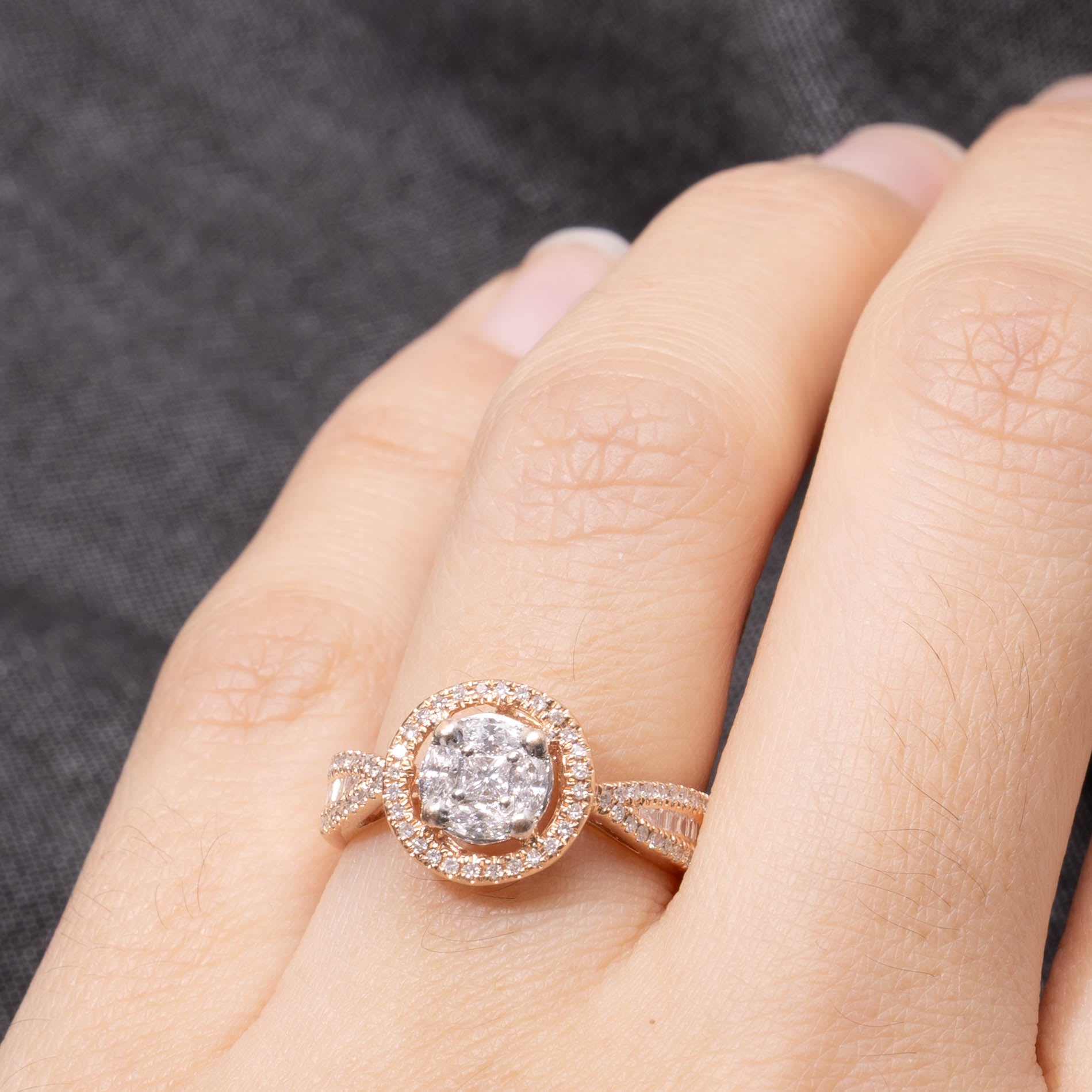 14k Diamond Halo Reverse Tapered Ring | 0.50ctw | SZ 6.75