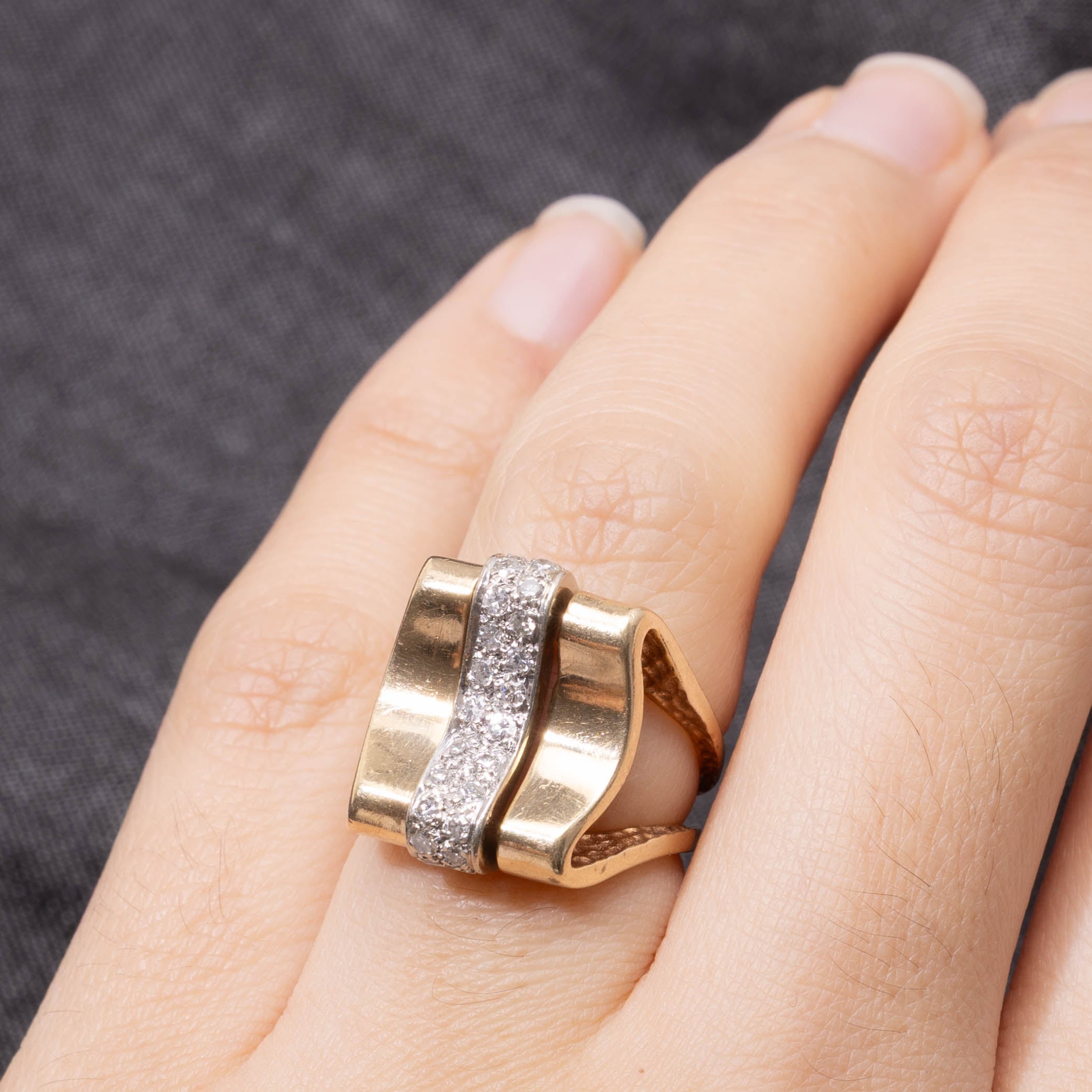 14k Pave Diamond Abstract Cocktail Ring | 0.30ctw | SZ 3.75
