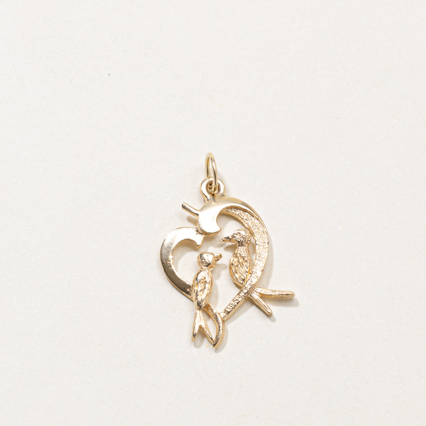 10k Two Bird Heart Charm