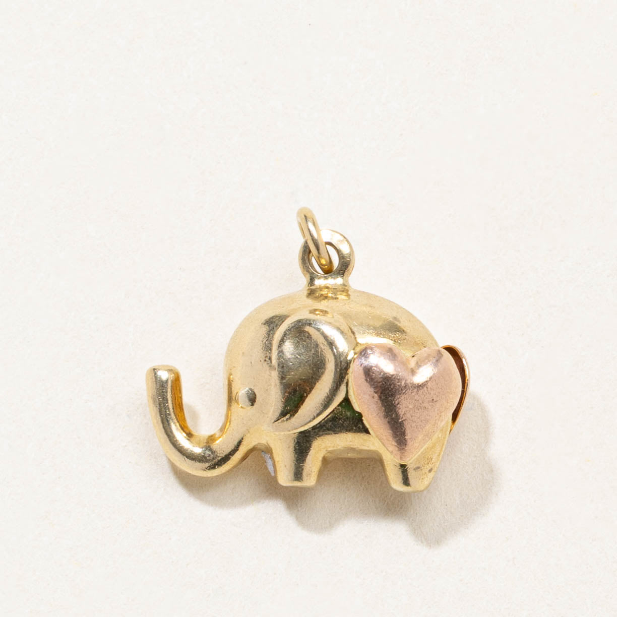 14k Heart Elephant Charm