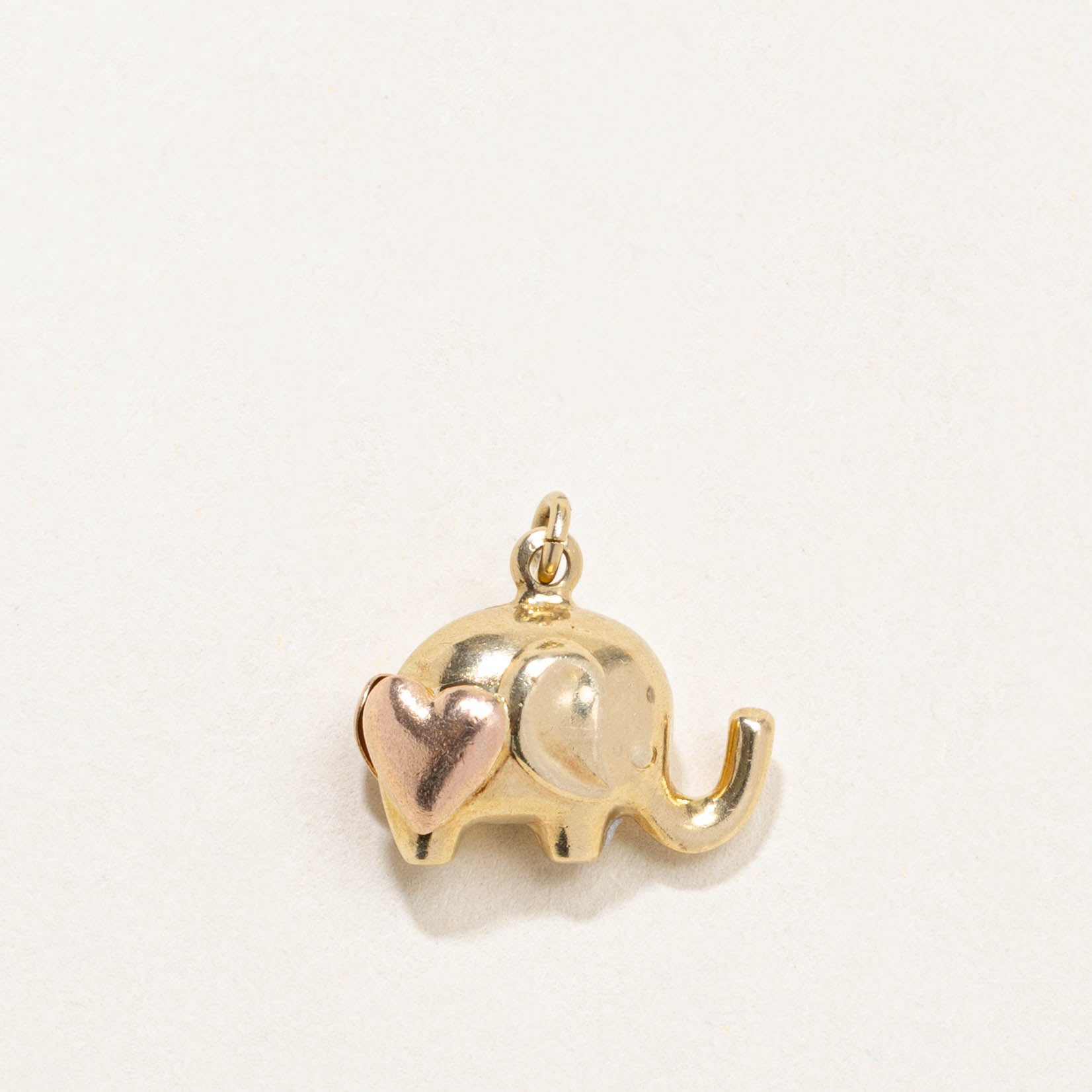 14k Heart Elephant Charm