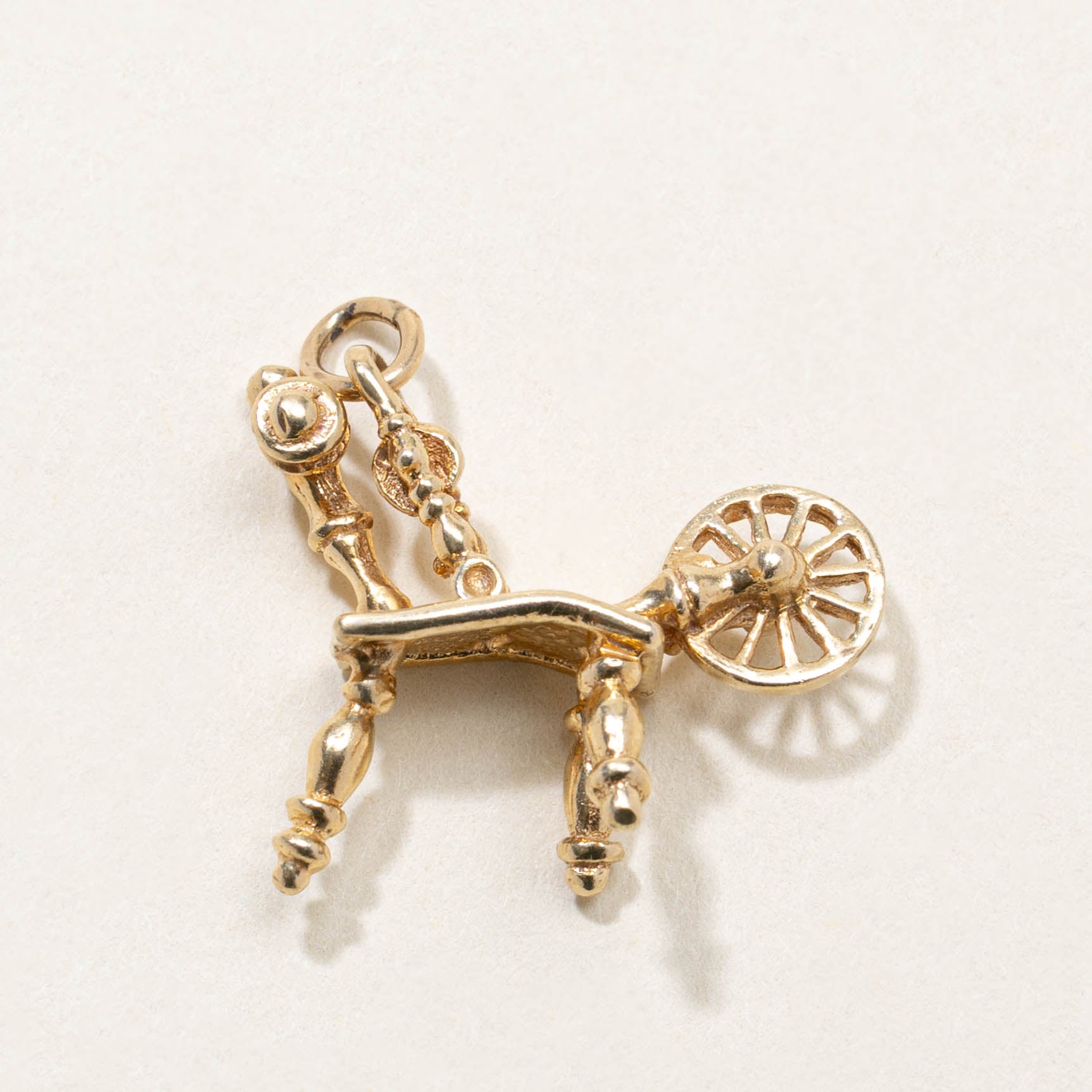 14k Spinning Wheel Charm