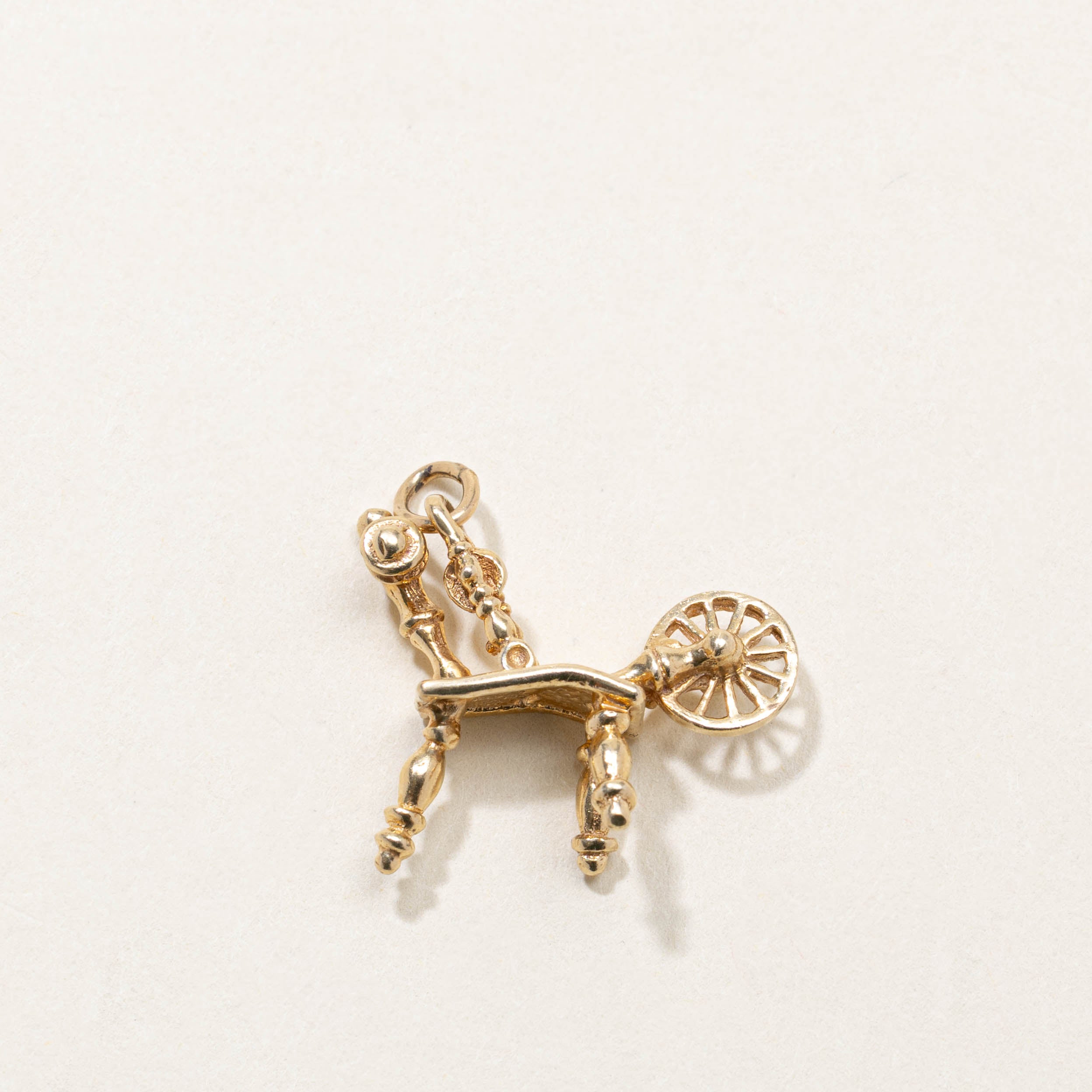 14k Spinning Wheel Charm