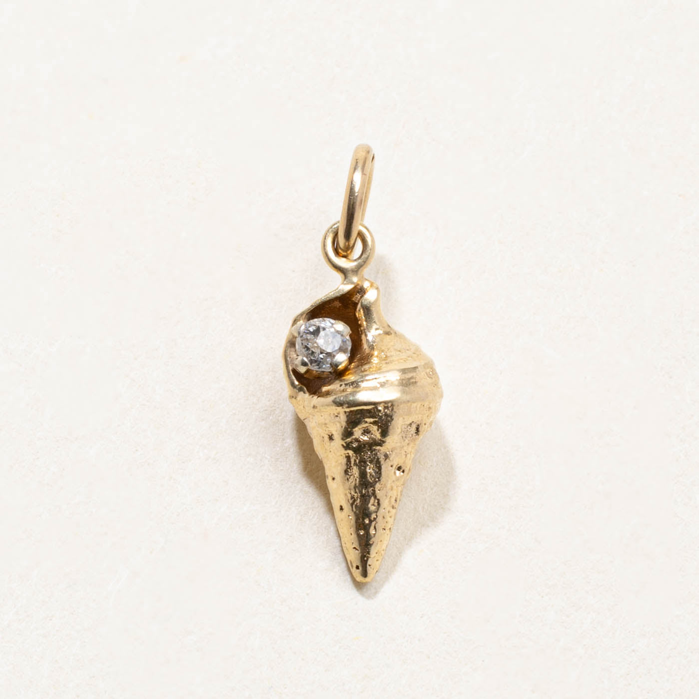 14k Diamond Conch Shell Charm