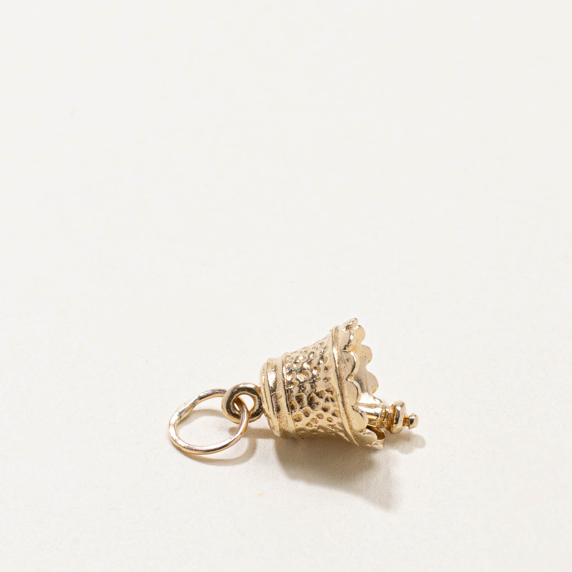 10k Textured Bell Charm