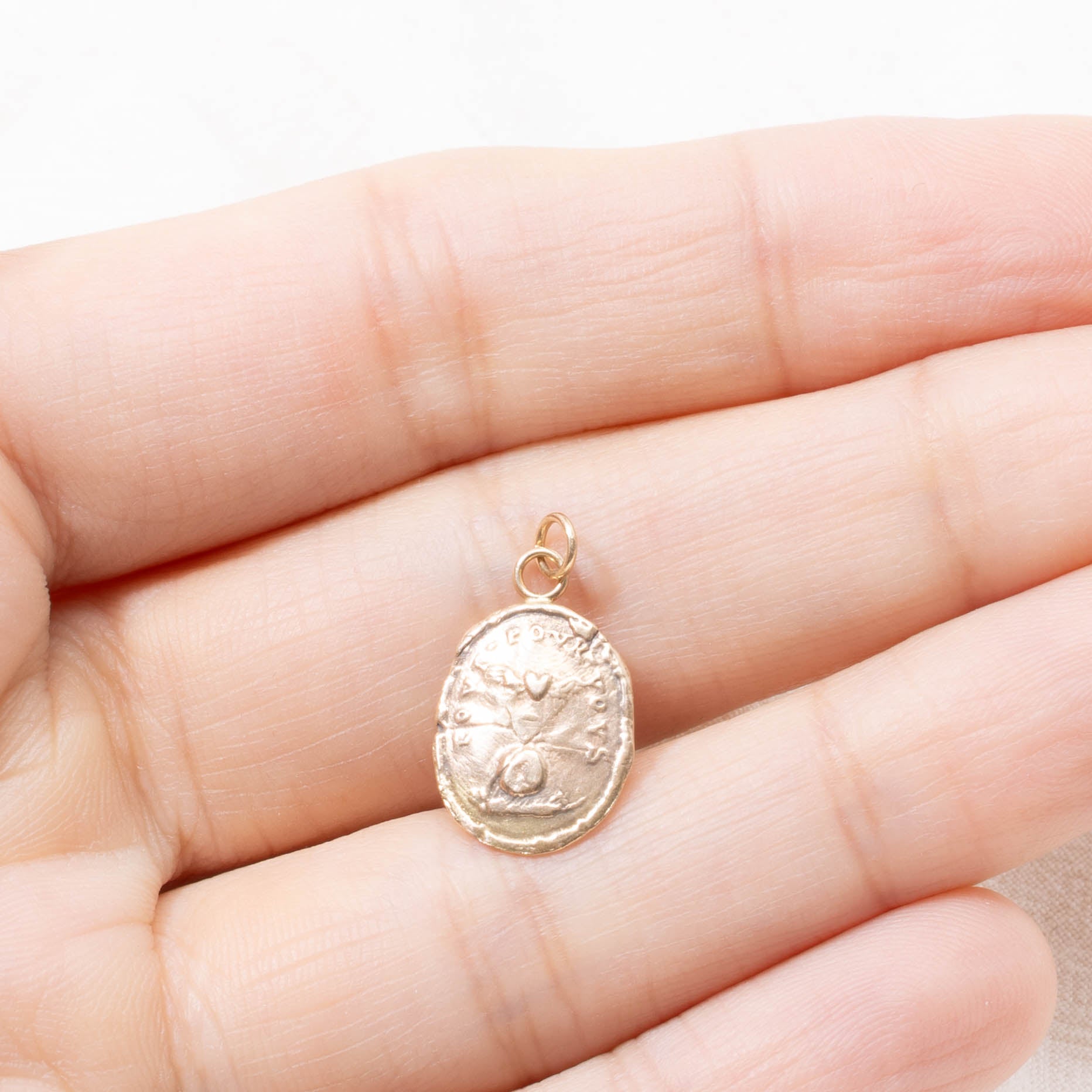 14k Pyrrah Winged Heart Coin Charm