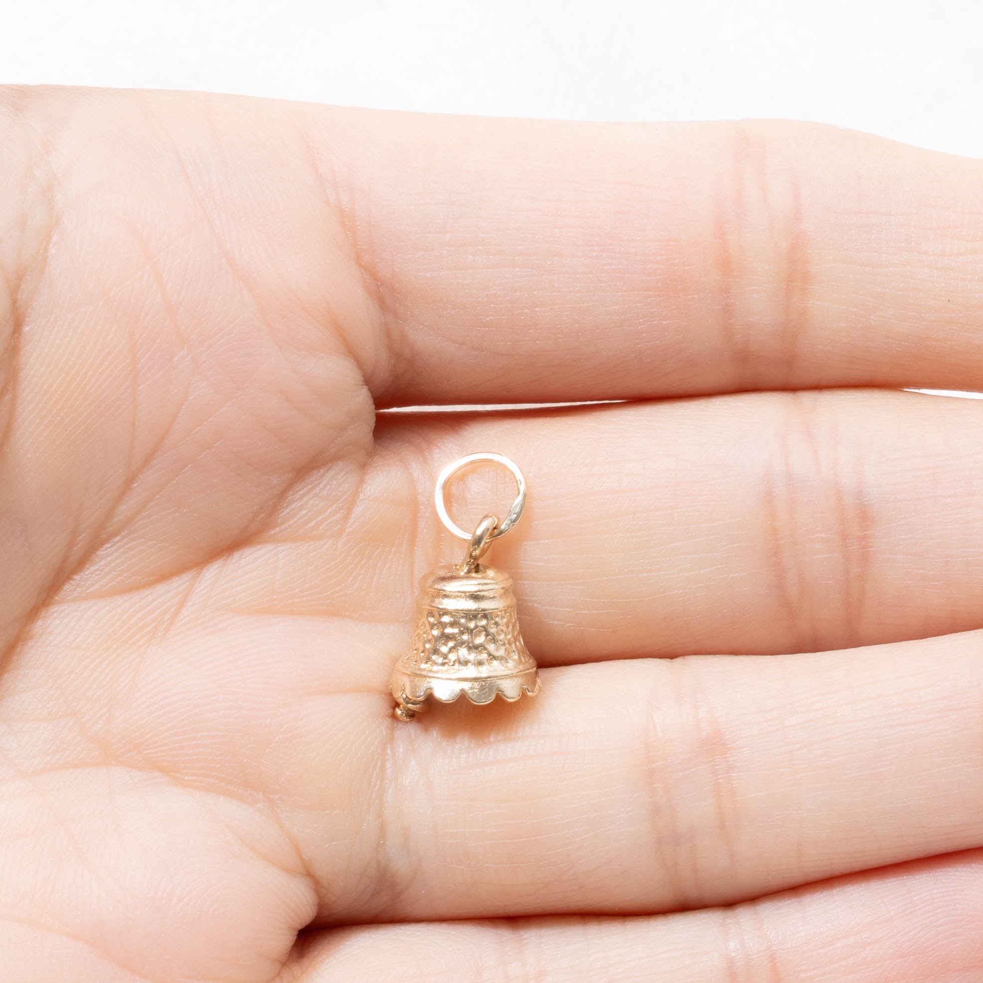 10k Textured Bell Charm