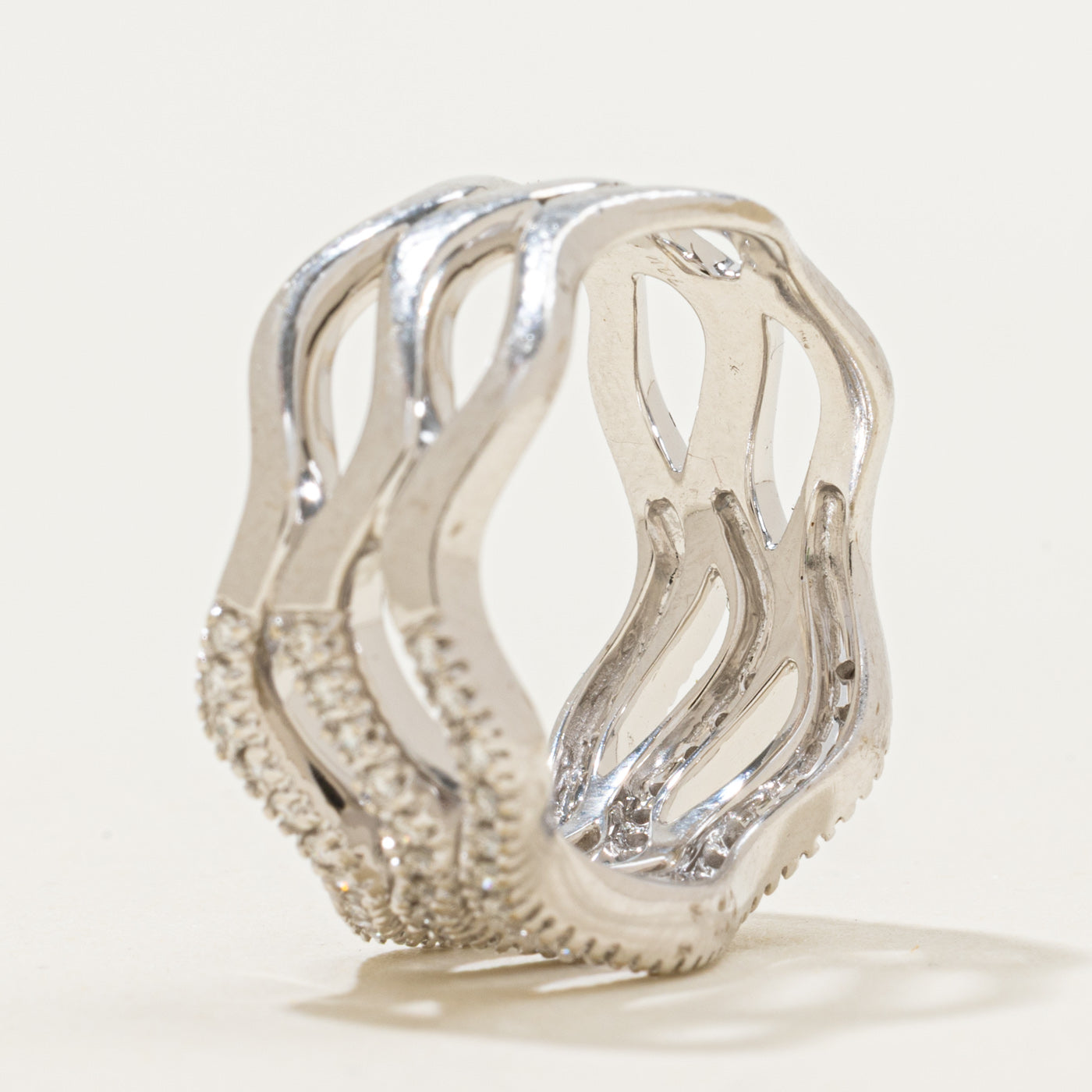 14k Semi Eternity Diamond Multi Wave Ring | 0.31ctw | 10.40mm | SZ 6.75