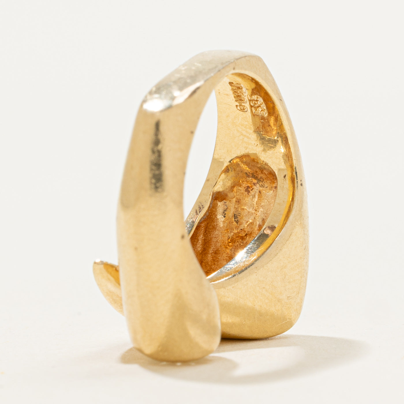 14k Round Brilliant Bezel Set Diamond Abstract Ring | 0.55ct I1 H/I | SZ 3.75