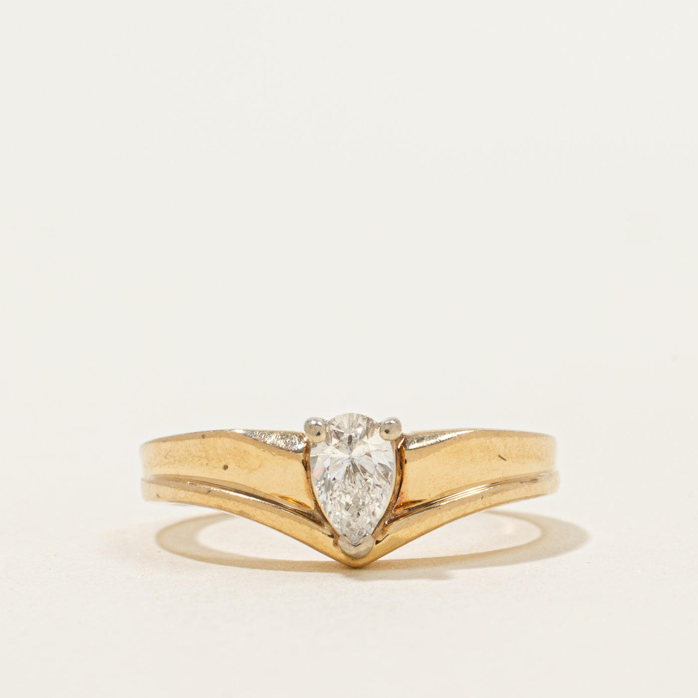 14k Pear Cut Diamond Chevron Ring | 0.30ct | SZ 5.5