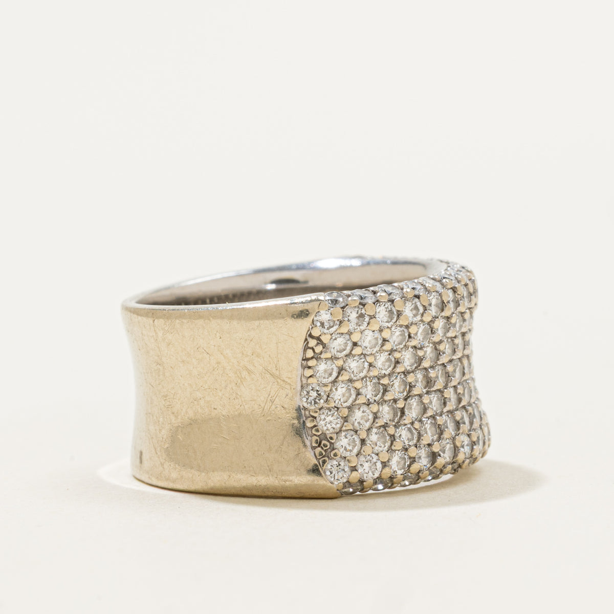 14k Pavé Set Diamond Wide Band | 1.40ctw | 11.30mm | SZ 6