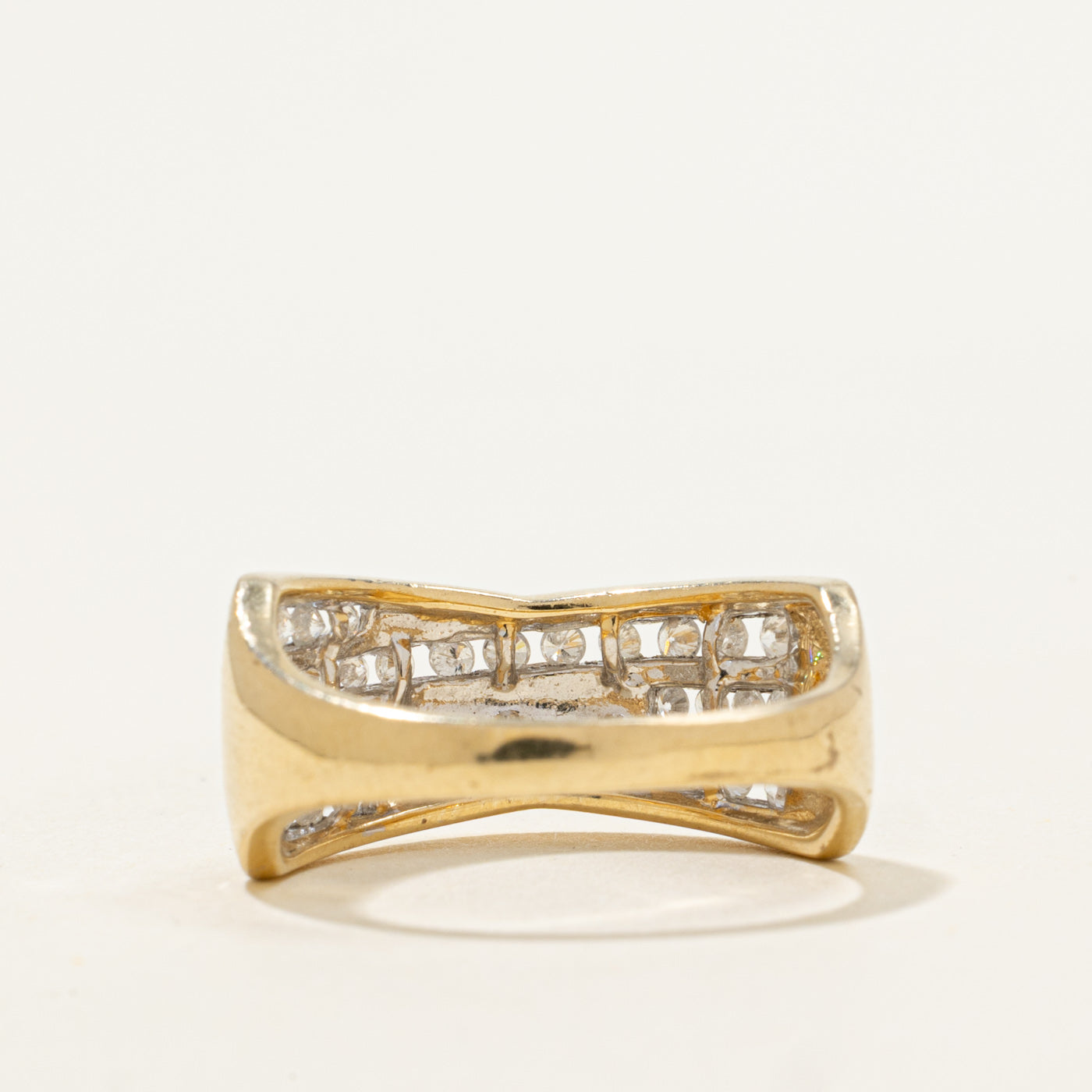 14k Diamond Multi Row Crossover Ring | 0.25ctw | SZ 7