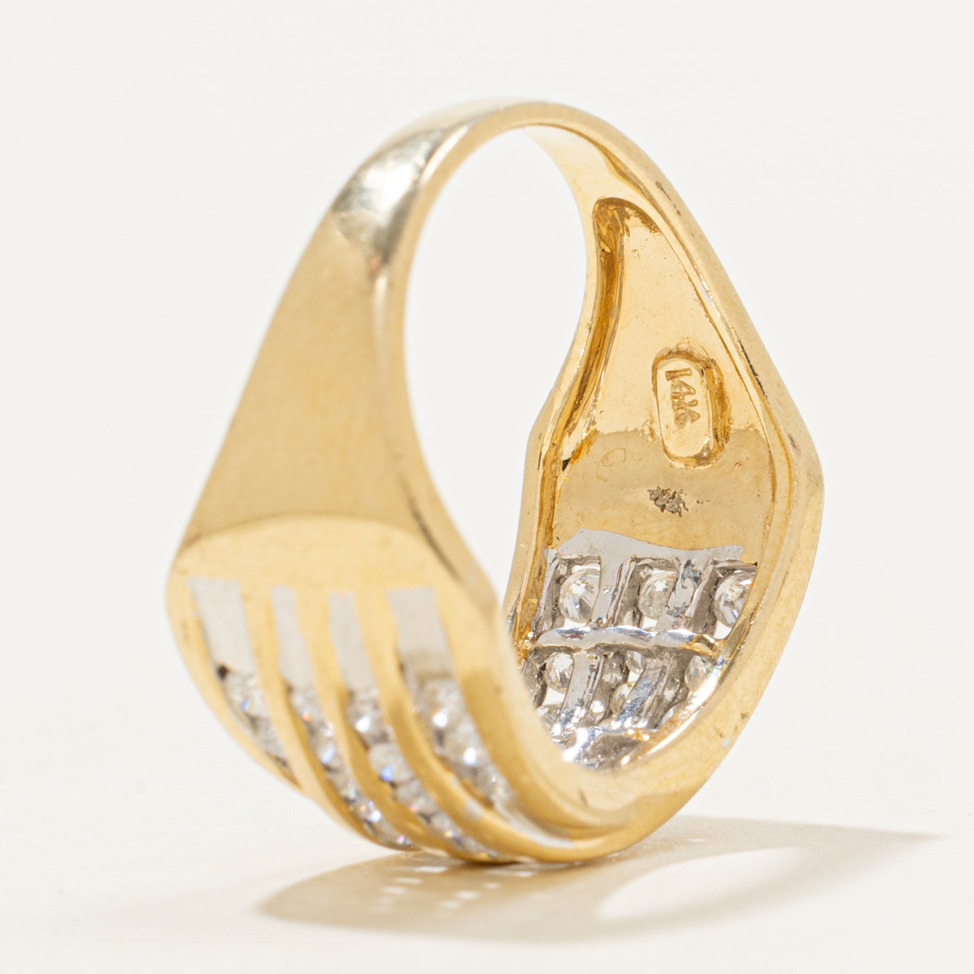 14k Diamond Multi Row Crossover Ring | 0.25ctw | SZ 7