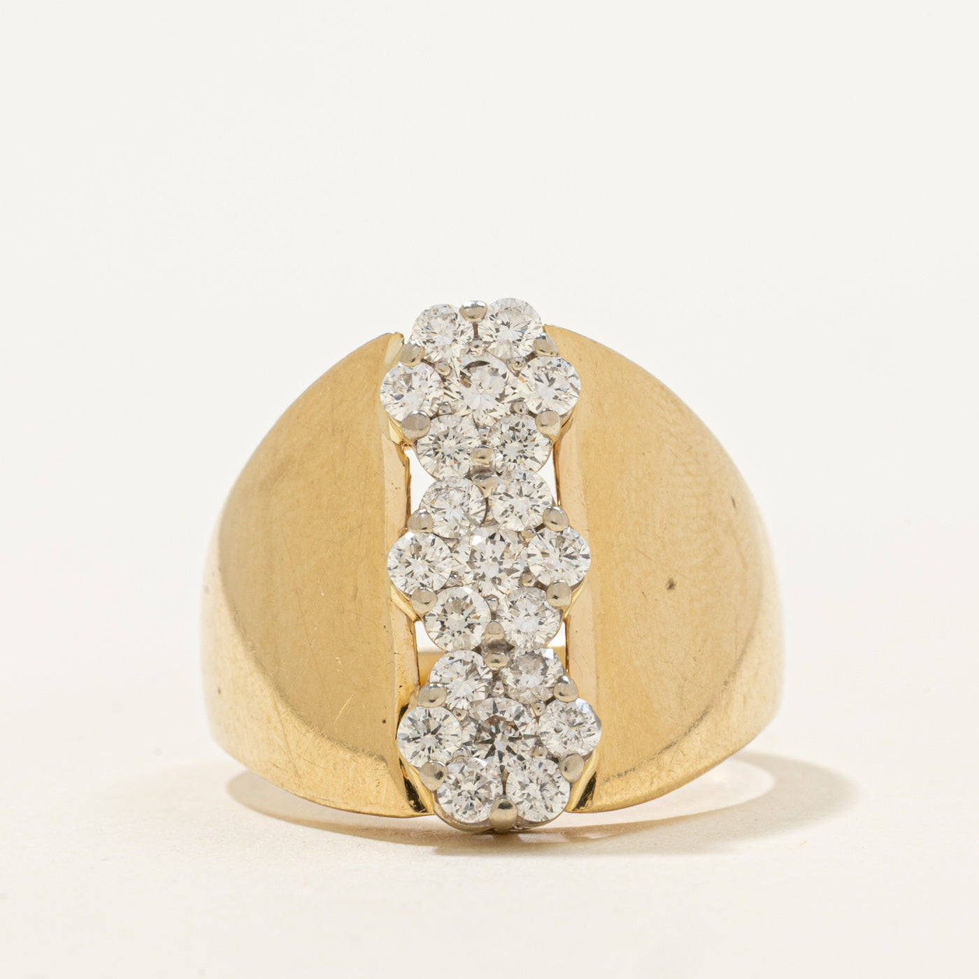 14k Diamond Floral Cluster Column Ring | 0.72ctw | SZ 8