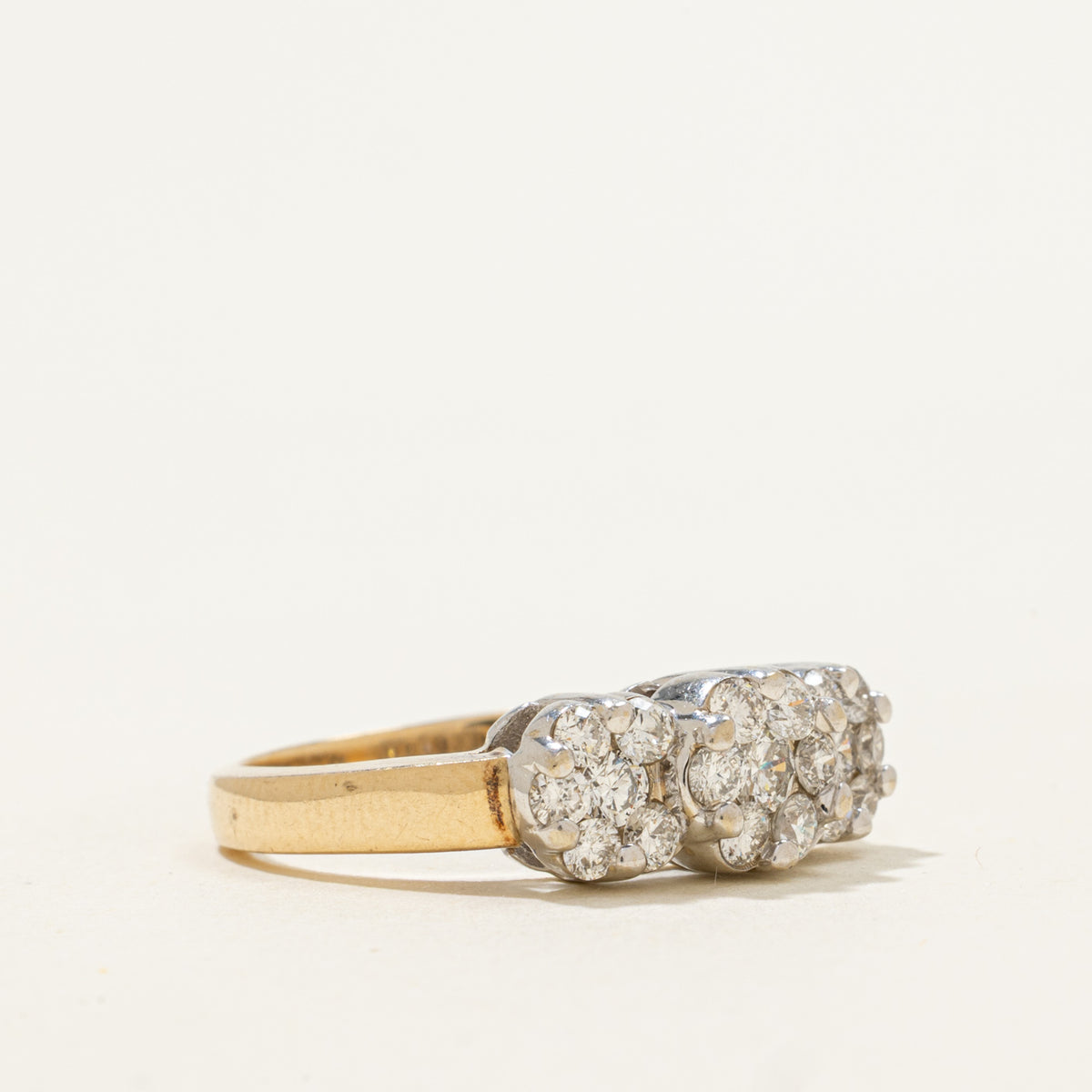 14k Diamond Three Floral Cluster Ring | 0.80ctw | SZ 7.25