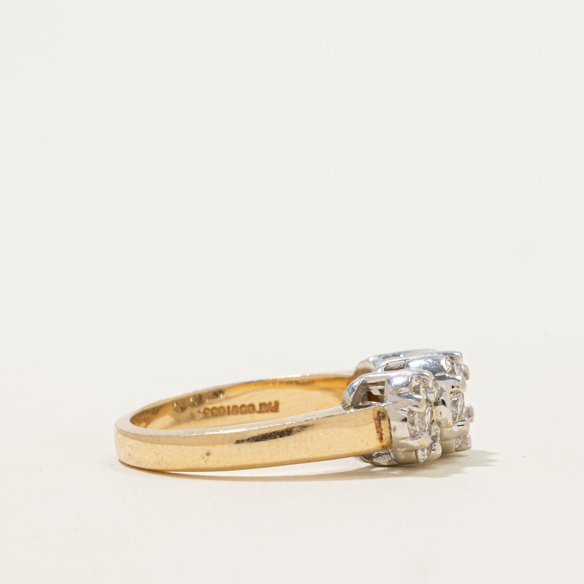 14k Diamond Three Floral Cluster Ring | 0.80ctw | SZ 7.25