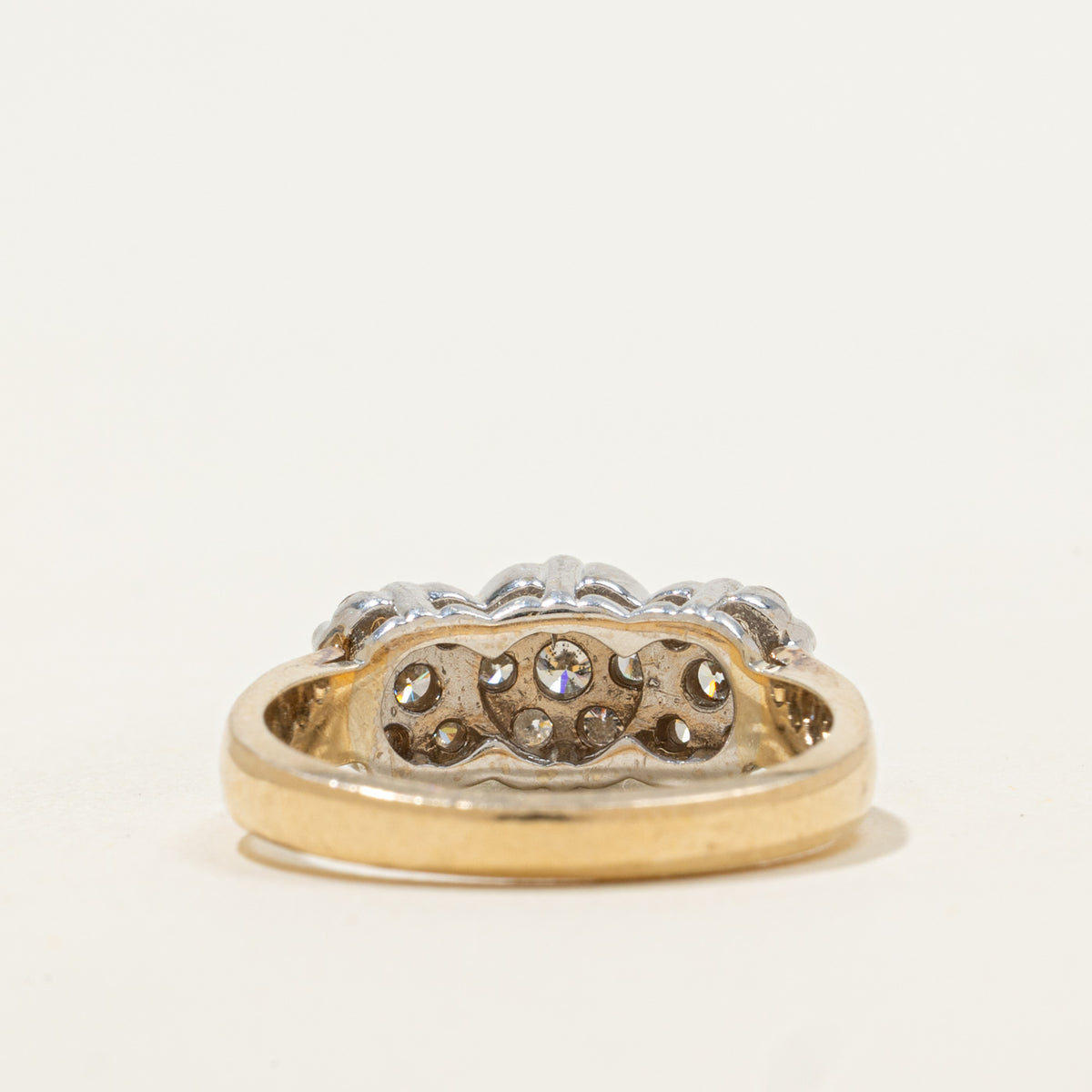 14k Diamond Three Floral Cluster Ring | 0.80ctw | SZ 7.25