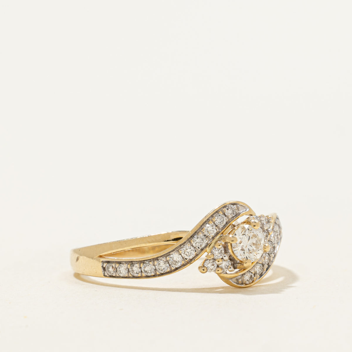 14k Diamond Accented Wave Bypass Ring | 0.43ctw | SZ 8.5