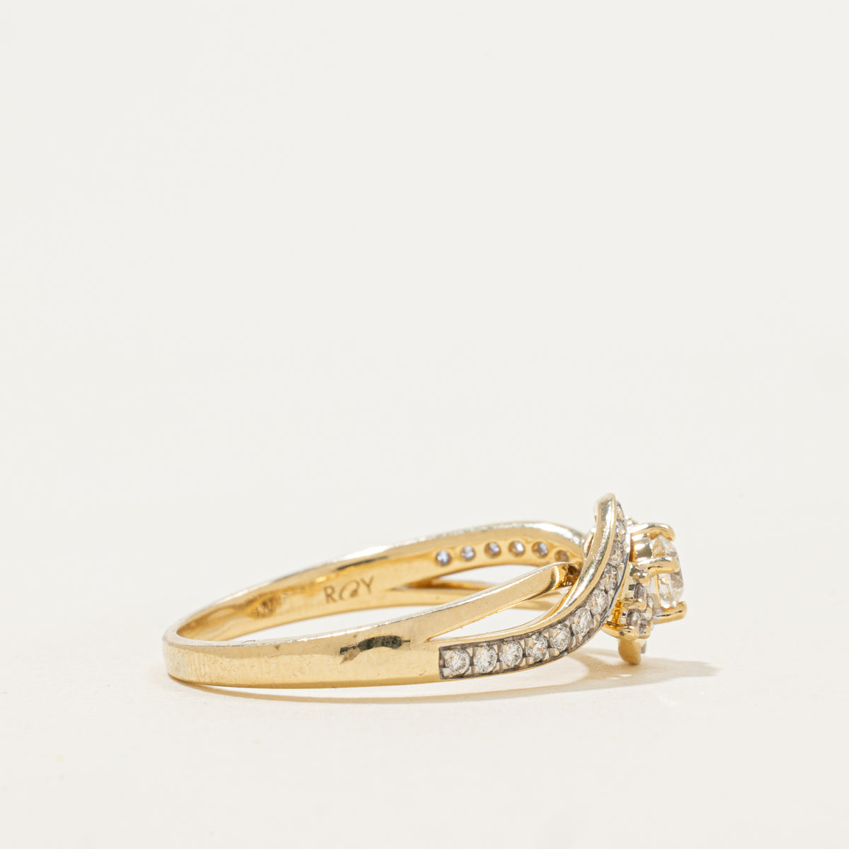 14k Diamond Accented Wave Bypass Ring | 0.43ctw | SZ 8.5