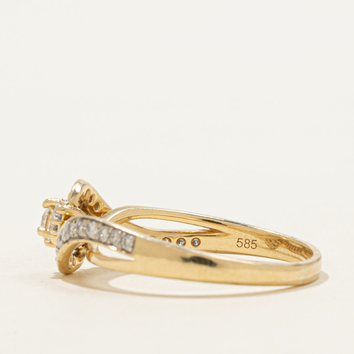 14k Diamond Accented Wave Bypass Ring | 0.43ctw | SZ 8.5